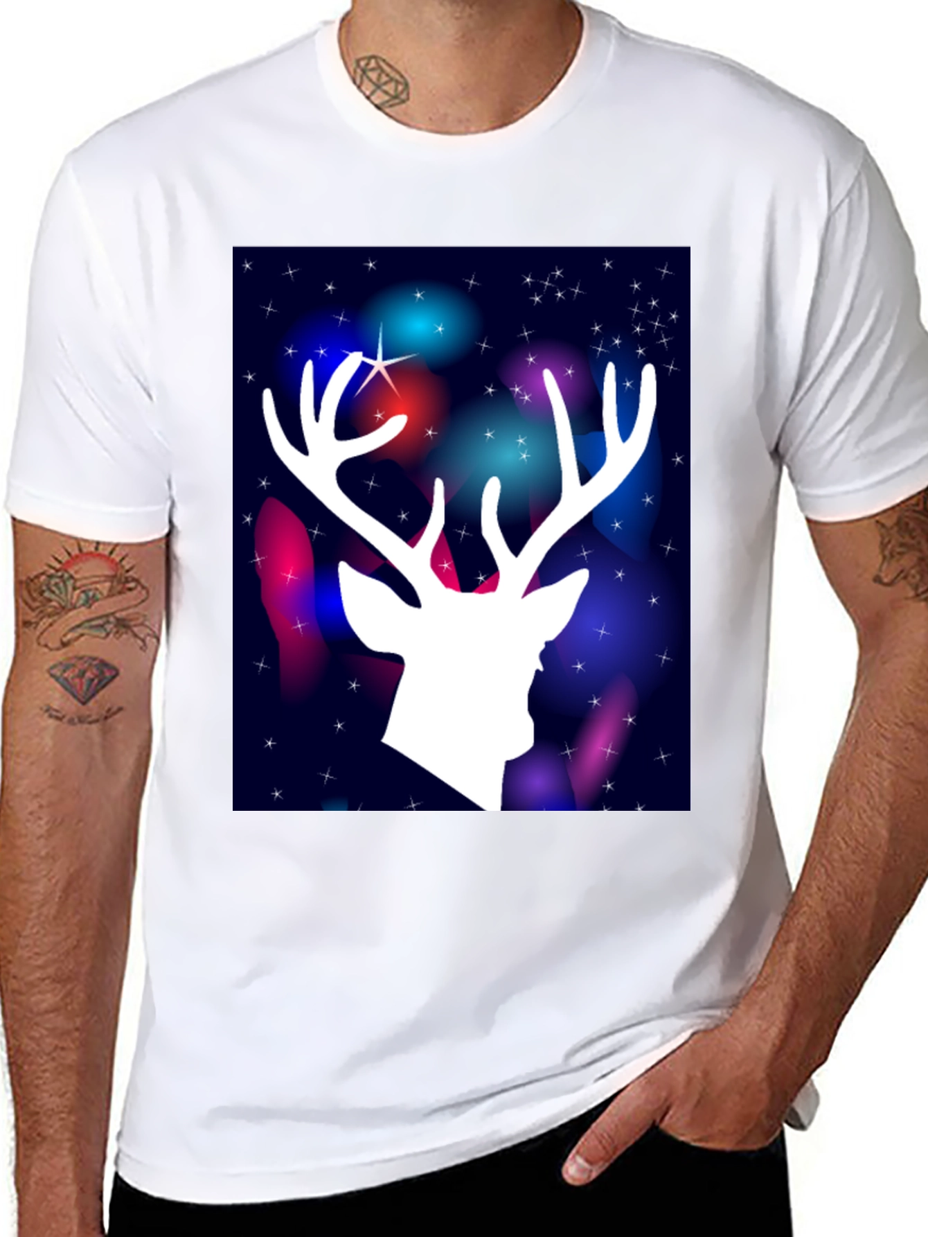 Black Festive Deer Graphic Tee view 8