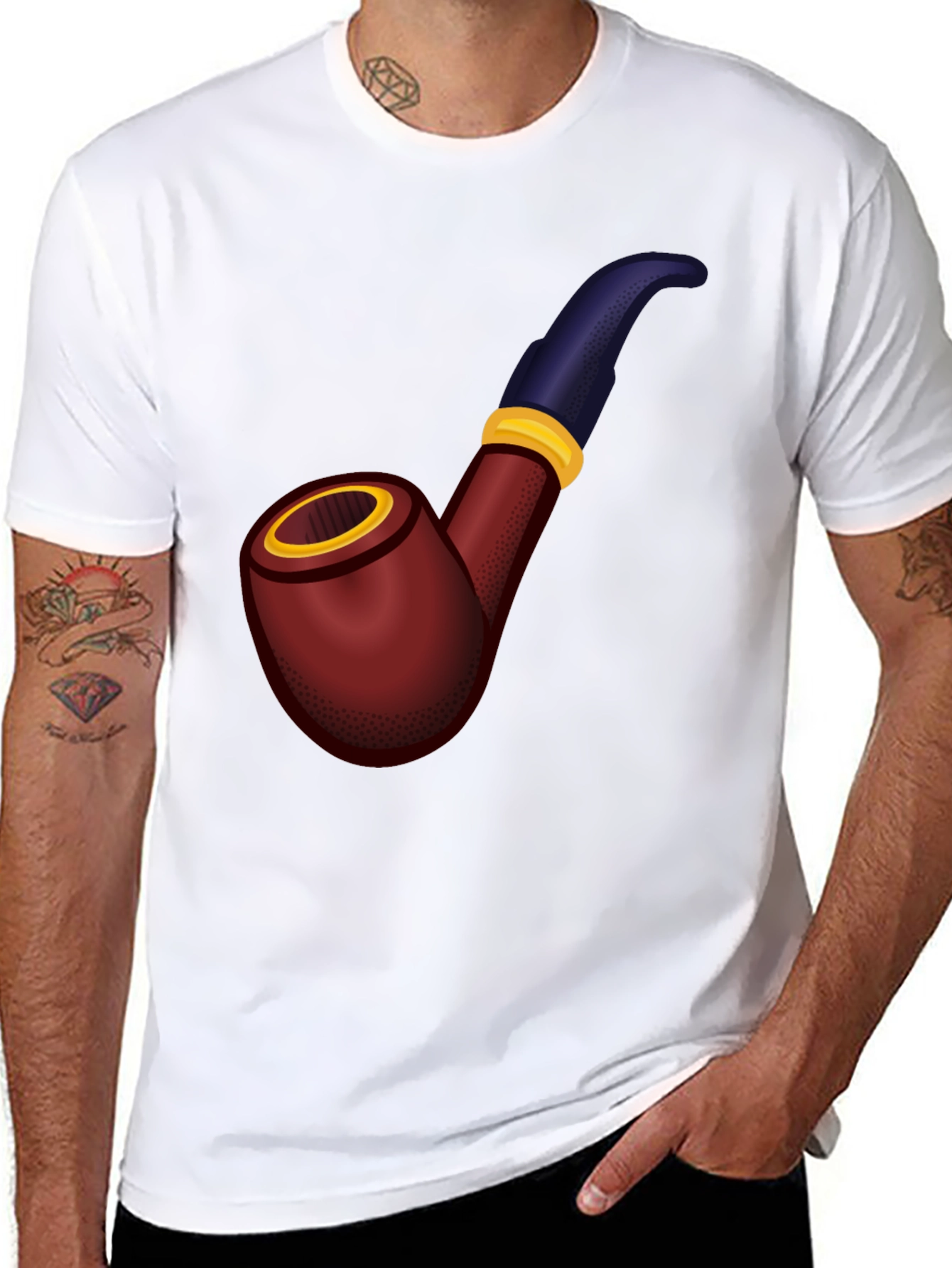 Black Smoking Pipe Graphic Tee - Classic Style view 8