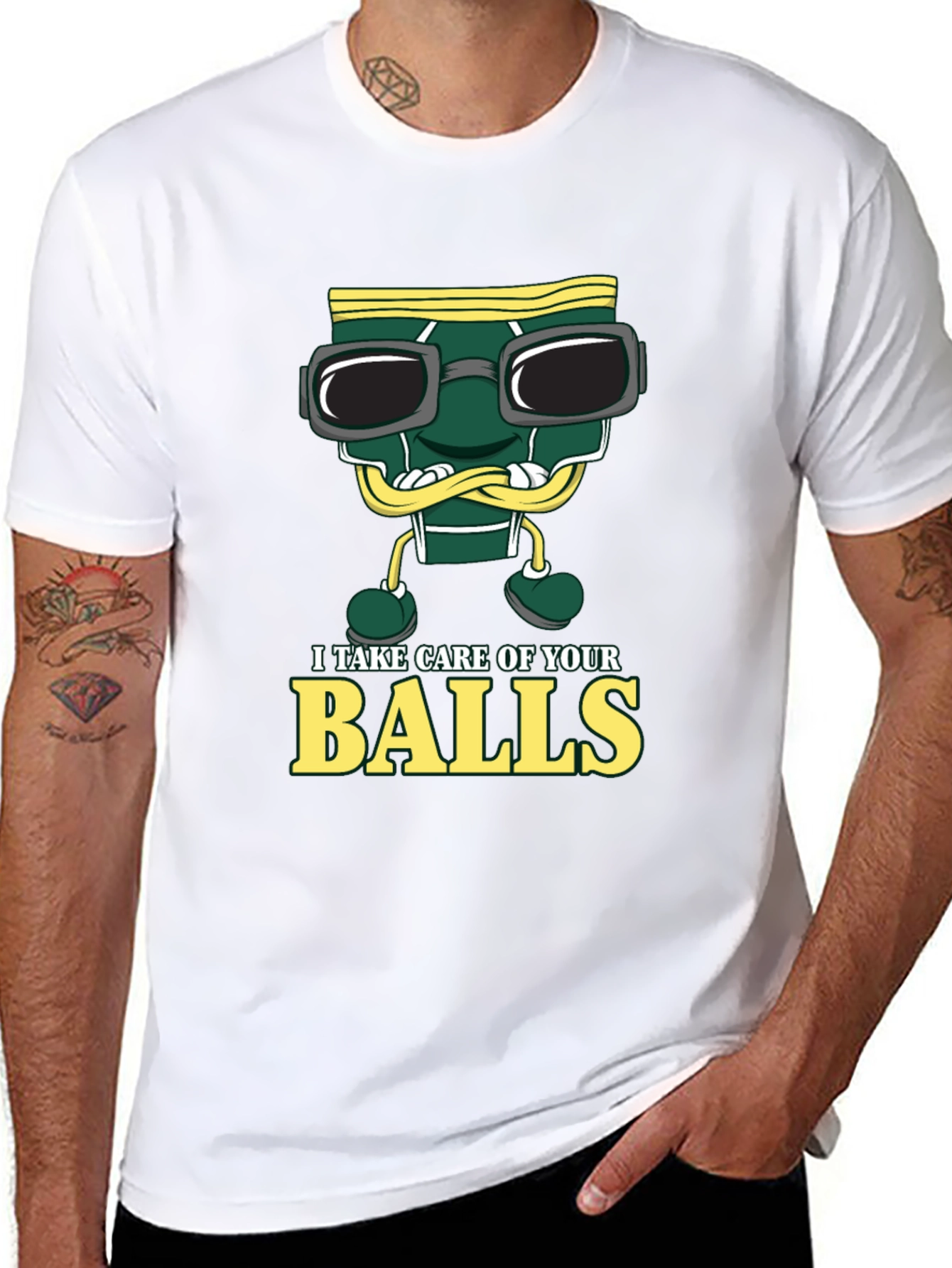 Black Humorous Underwear Balls T-Shirt view 8