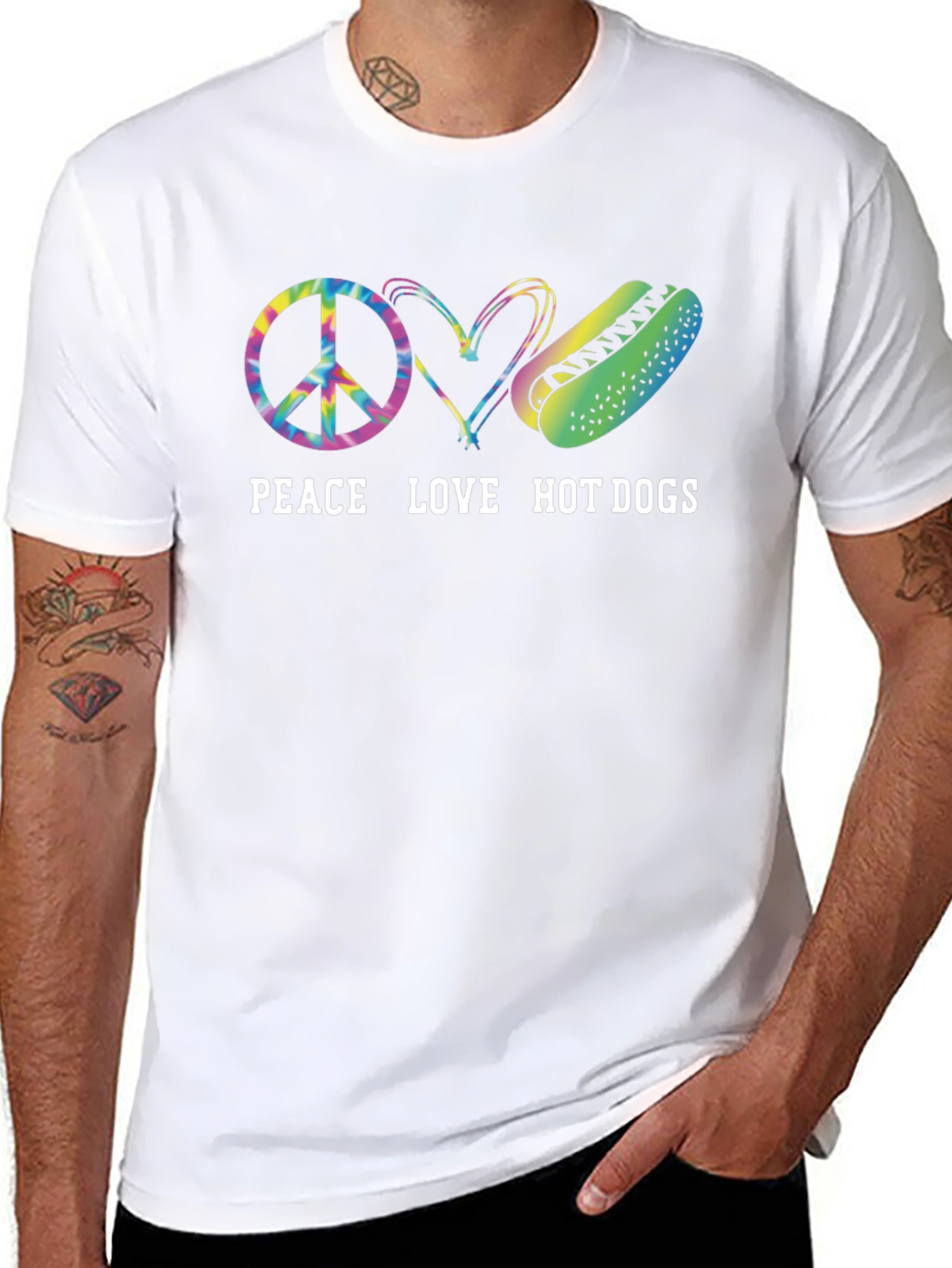 Black Peace Love Hot Dogs Graphic Tee view 8
