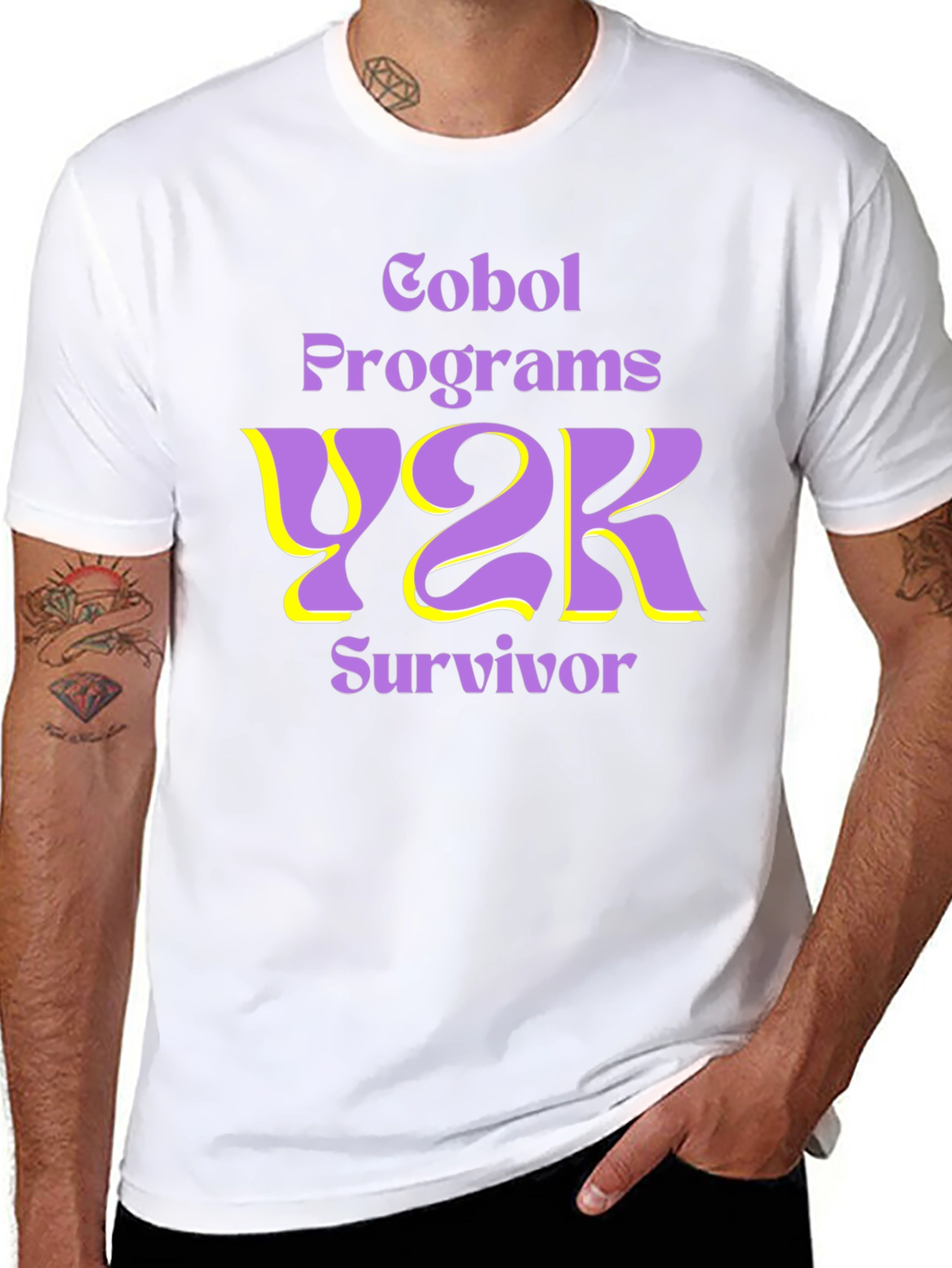 Black COBOL Programs Y2K Survivor T-Shirt view 8