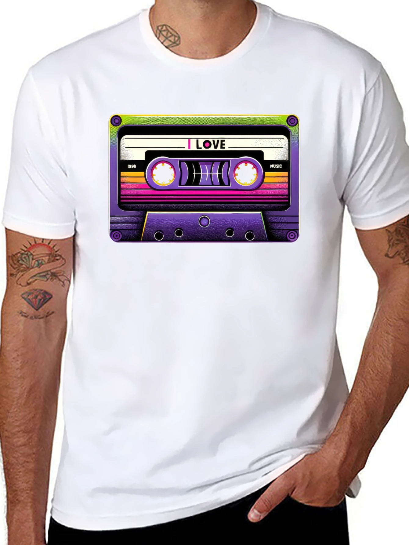 Black Retro Cassette Tape Graphic T-Shirt view 8