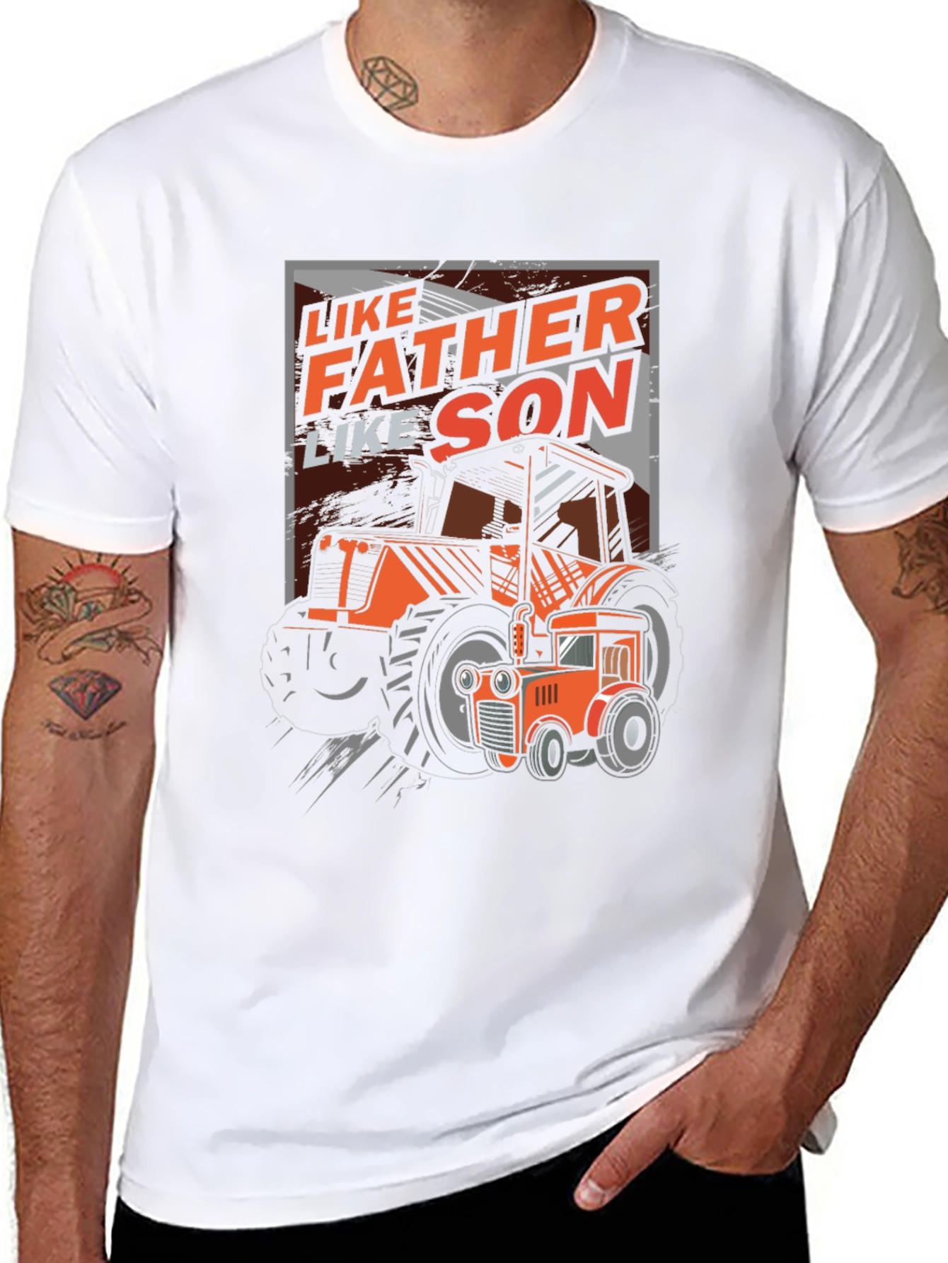 Black Like Father Like Son Tractor Graphic T-Shirt view 8