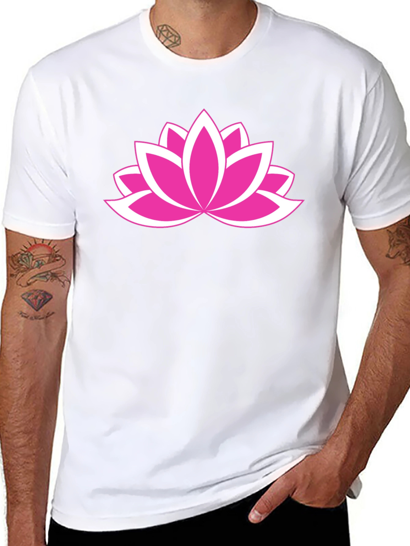 Black Lotus Flower Graphic Tee - Black Cotton Comfort view 8