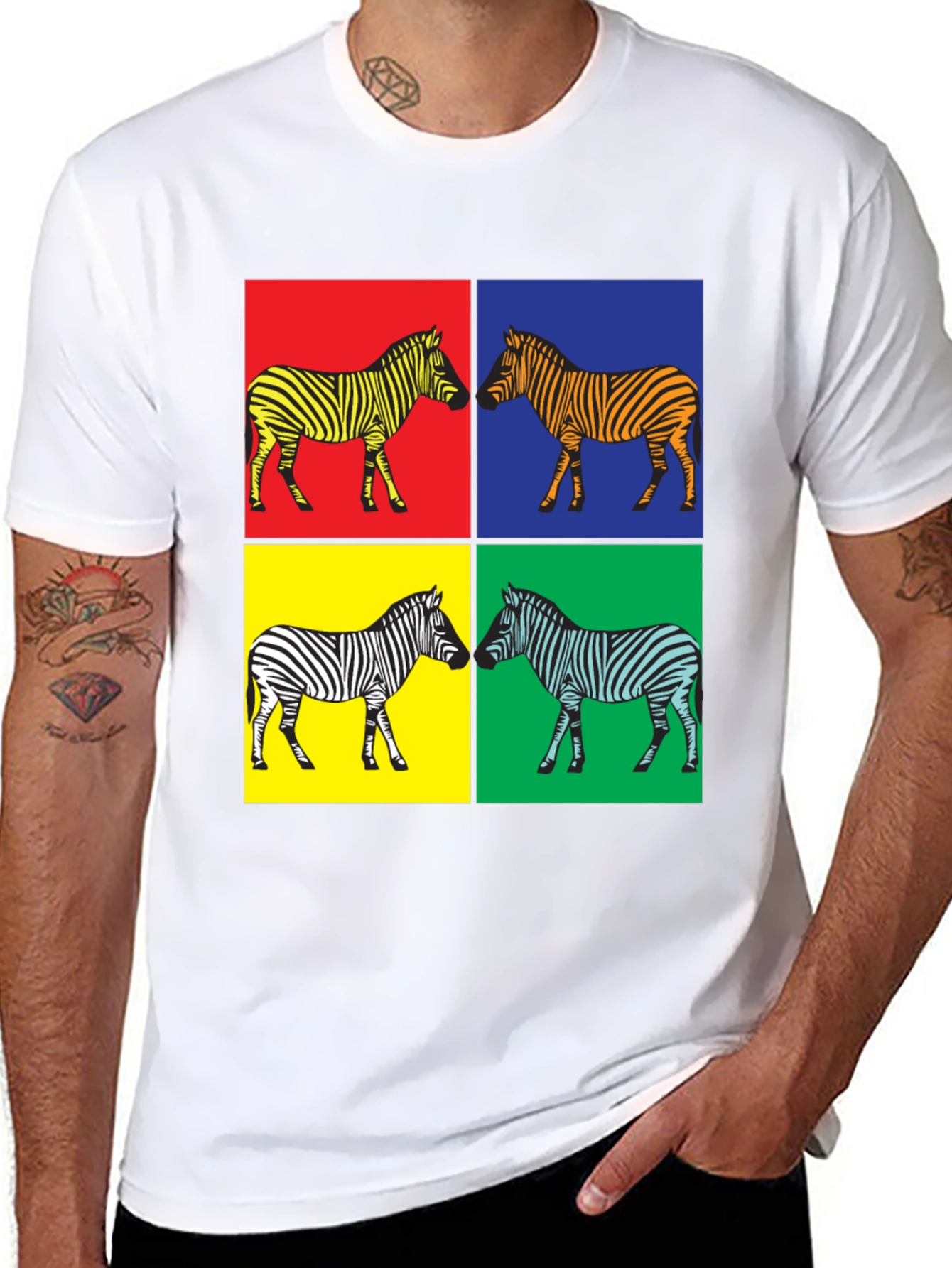 Black Pop Art Zebra Graphic Tee - Stylish Men's T-Shirt view 8