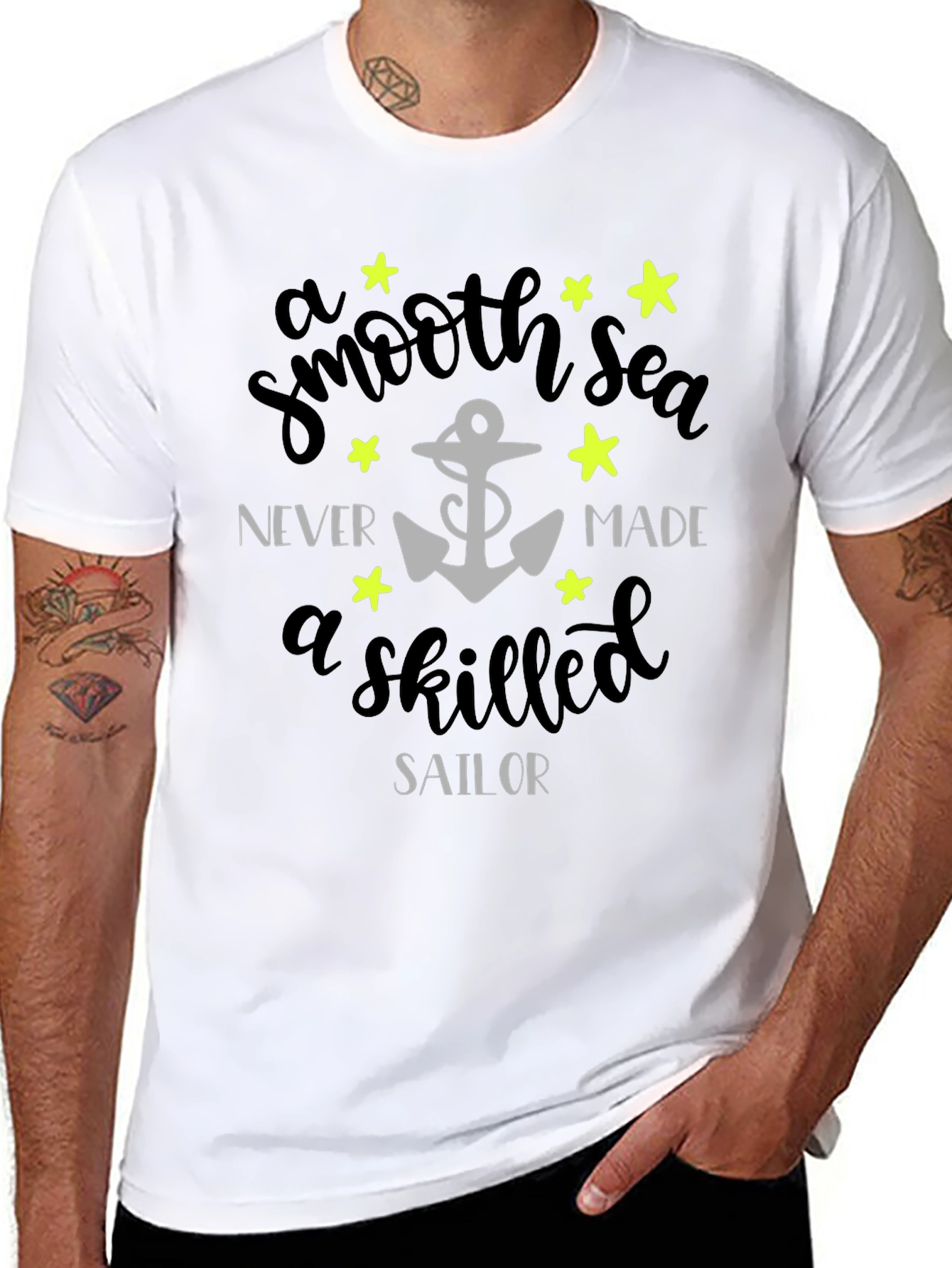 Black Smooth Sea Skilled Sailor Graphic Tee - Black view 8