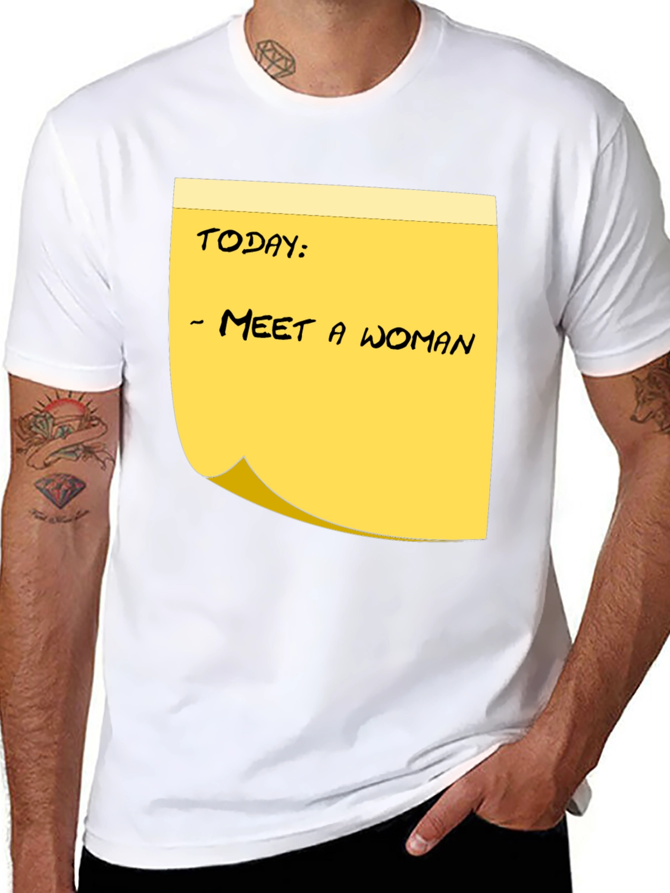 Black Meet a Woman T-Shirt - Funny Humor Note view 8