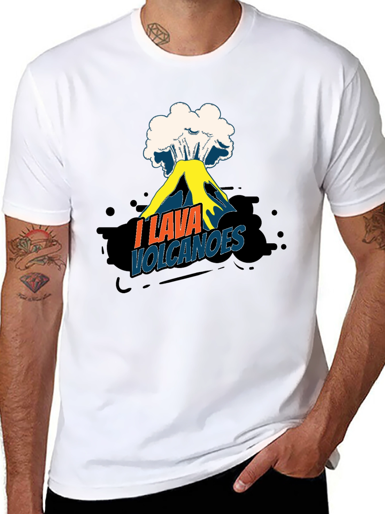 Black I Lava Volcanoes Funny Graphic Tee Shirt view 8