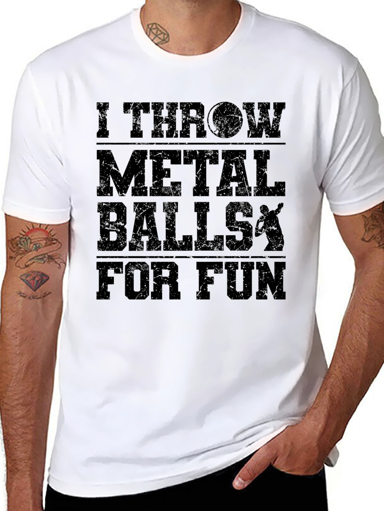 Black I Throw Metal Balls T-Shirt - Funny Gift view 8