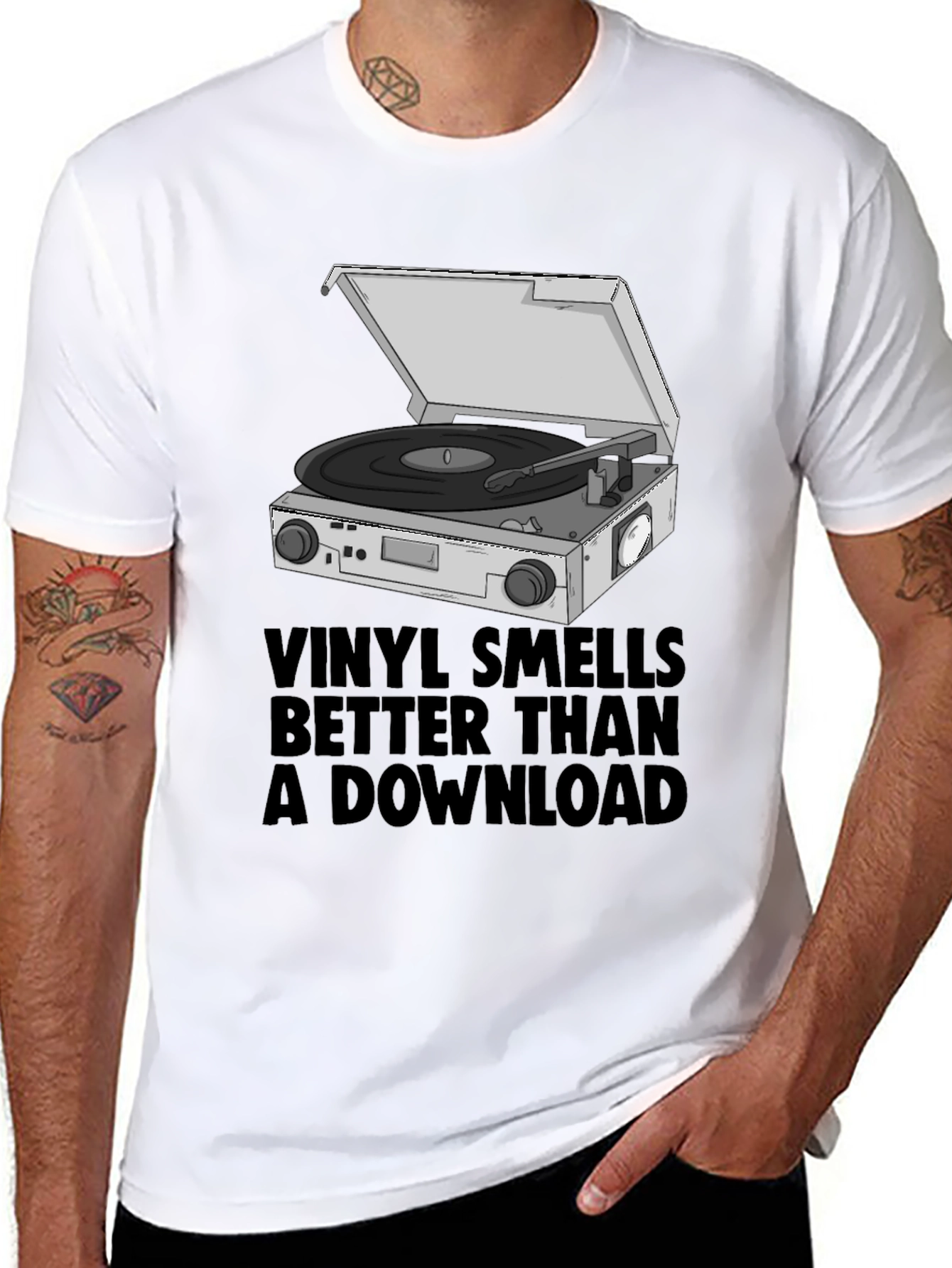 Black Vinyl Smells Better T-Shirt view 8