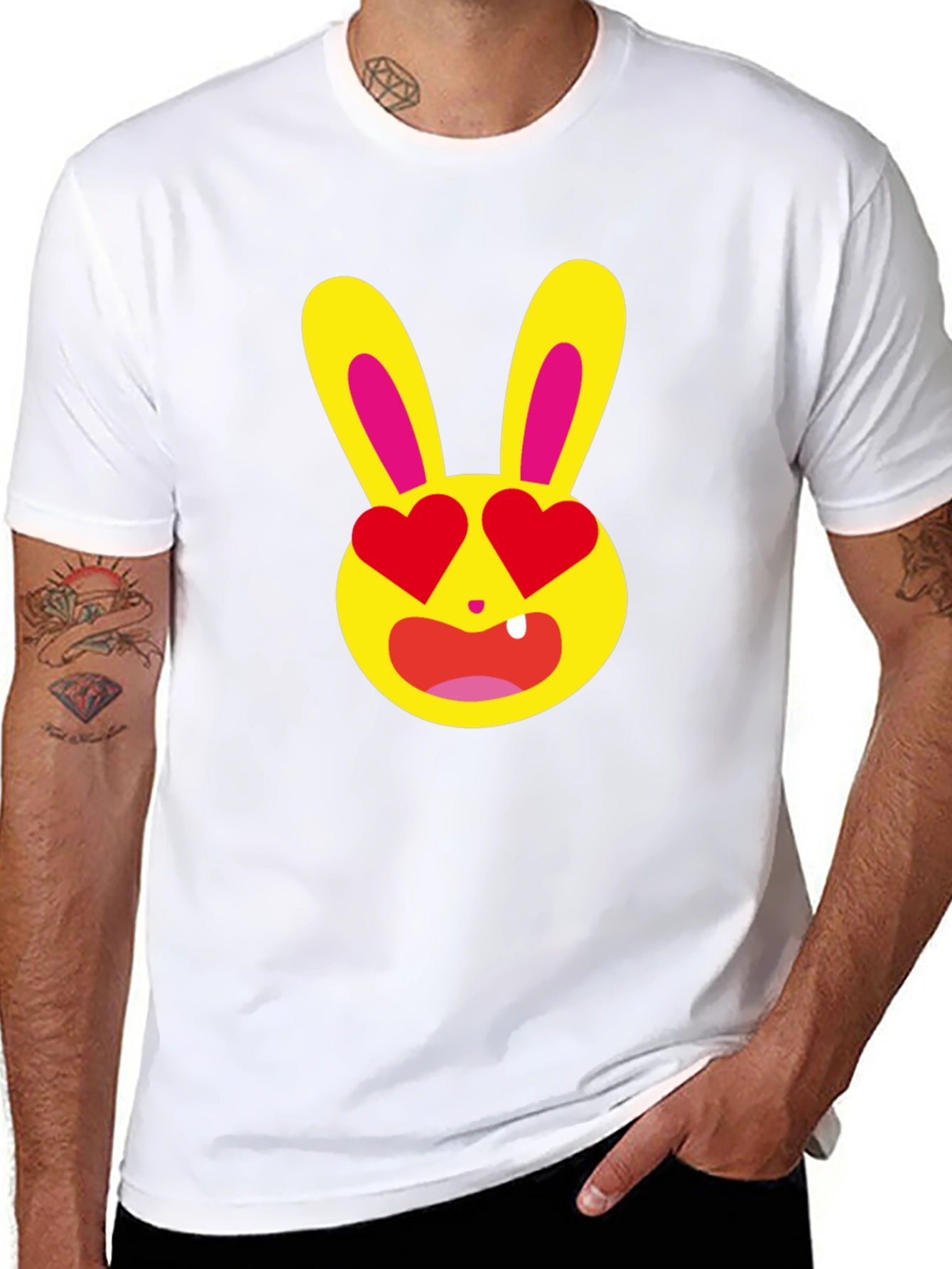 Black Love Bunny T-Shirt - Unique Graphic Tee view 8