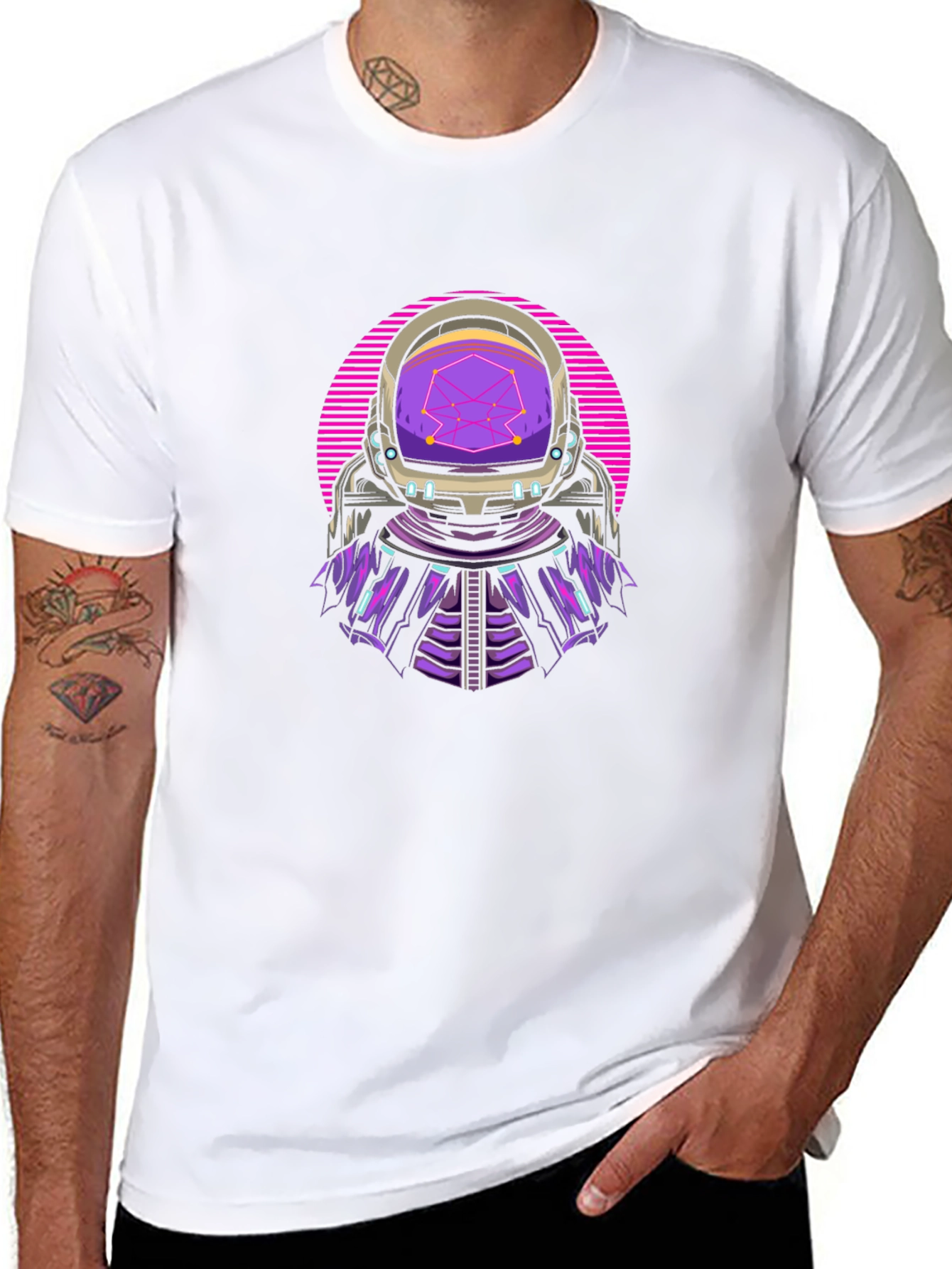 Black Retro Astronaut T-Shirt - Galactic Style view 8