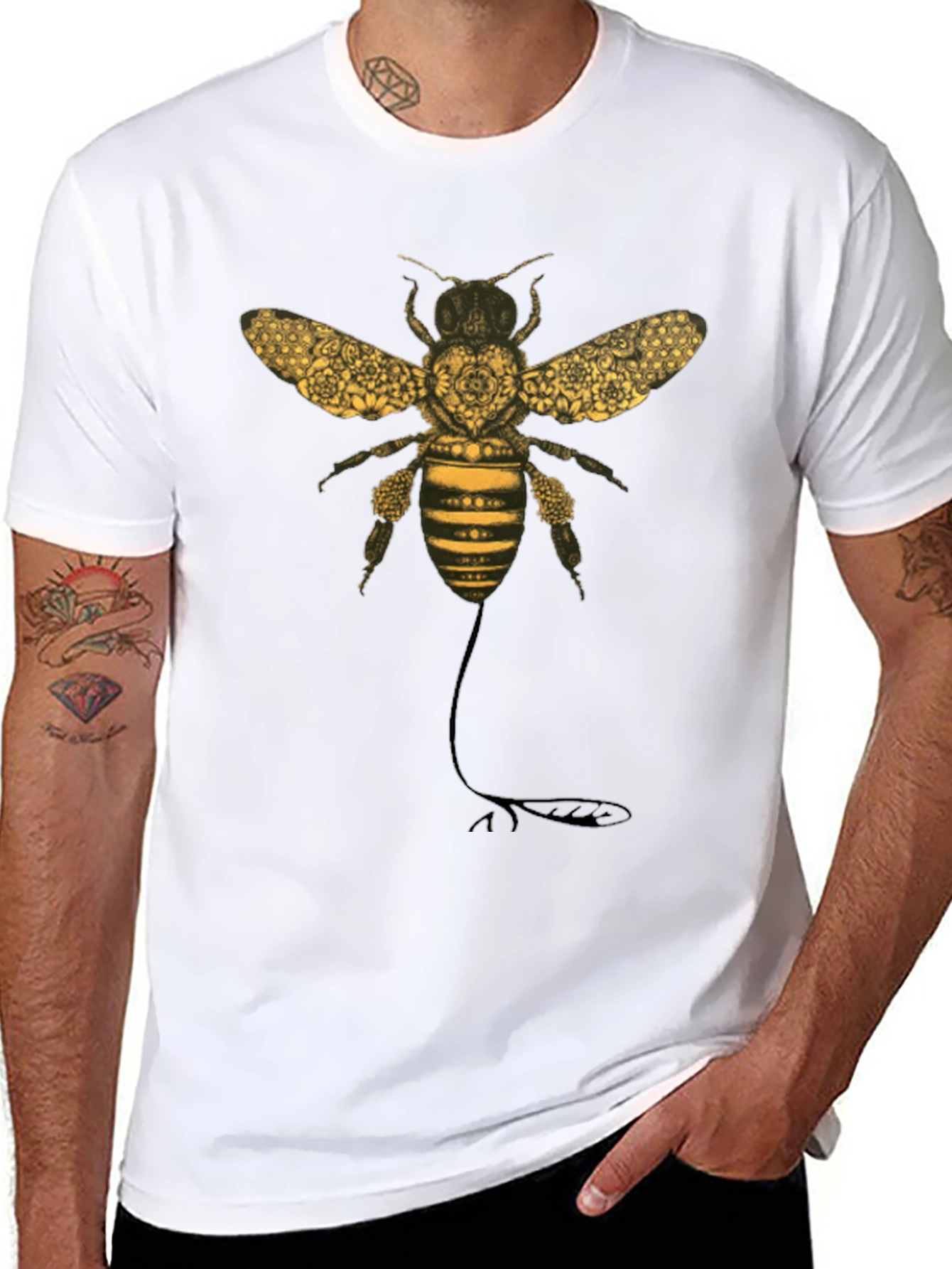 Black Bee Graphic T-Shirt - Black Cotton Blend view 8