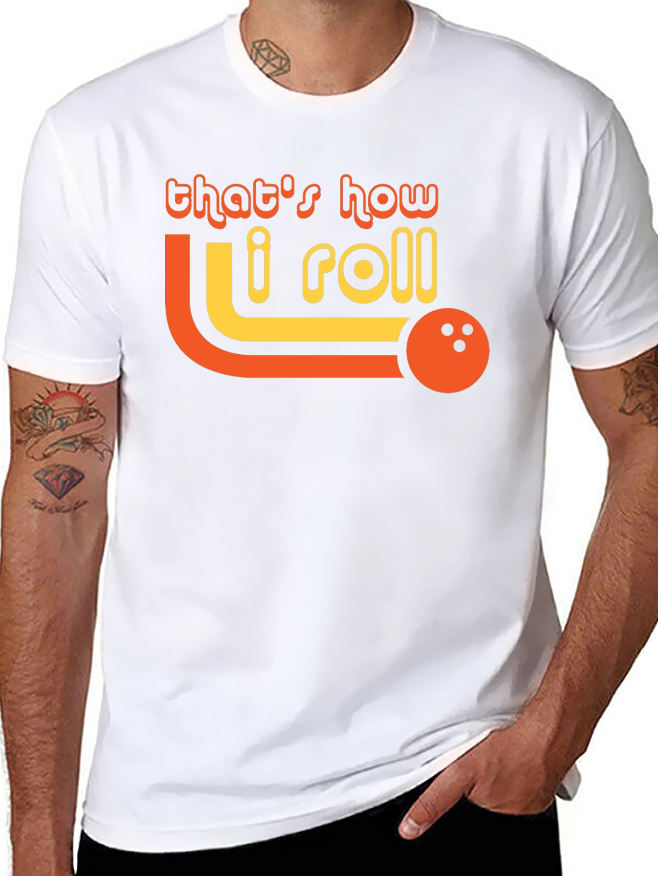 Black That's How I Roll Bowling T-Shirt view 8
