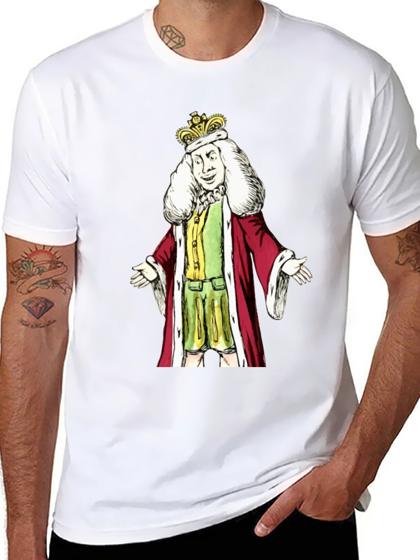 Black King Cartoon Graphic T-Shirt - Black Cotton Tee view 8