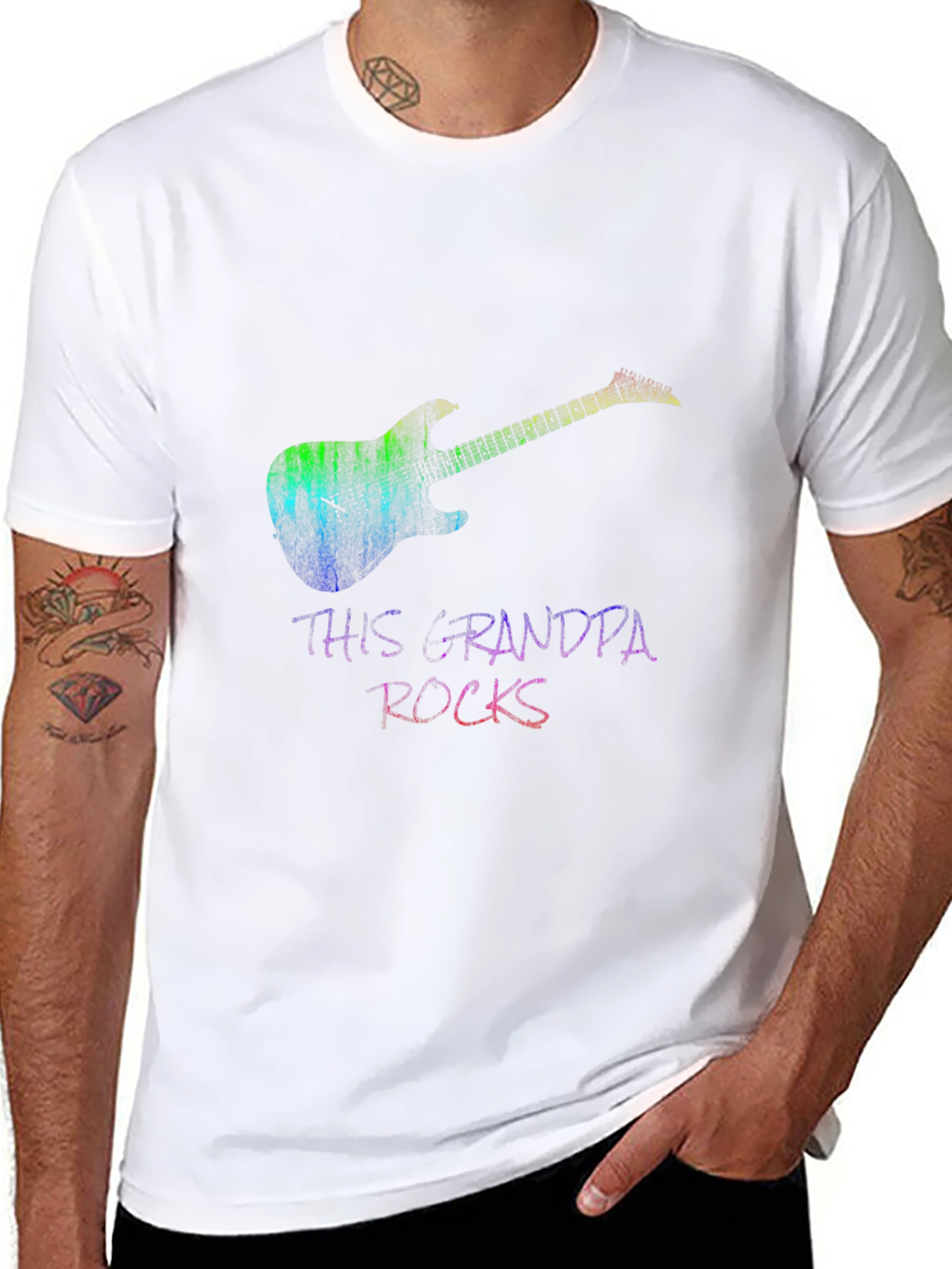 Black This Grandpa Rocks Guitar T-Shirt view 8