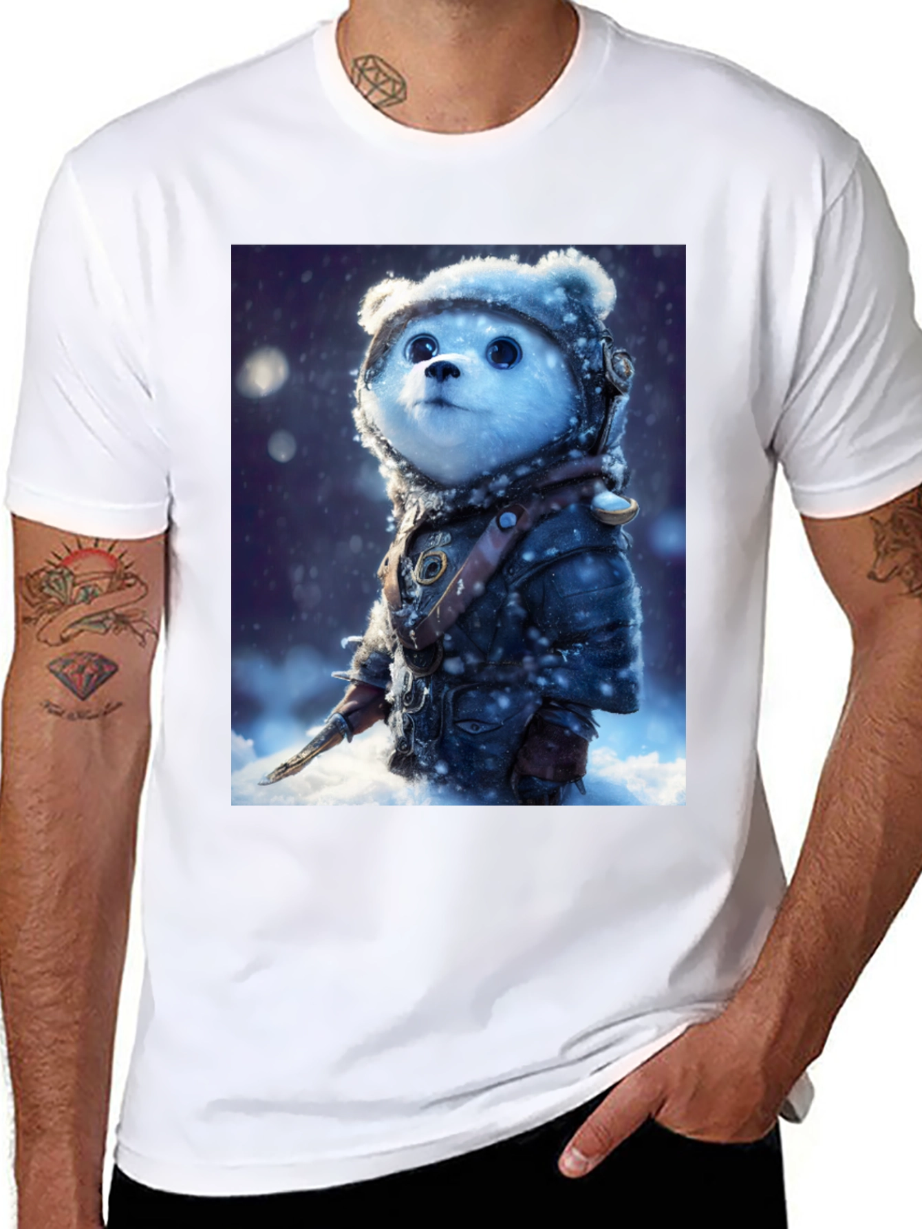 Black Bear Warrior T-Shirt - Snowy Adventure view 8