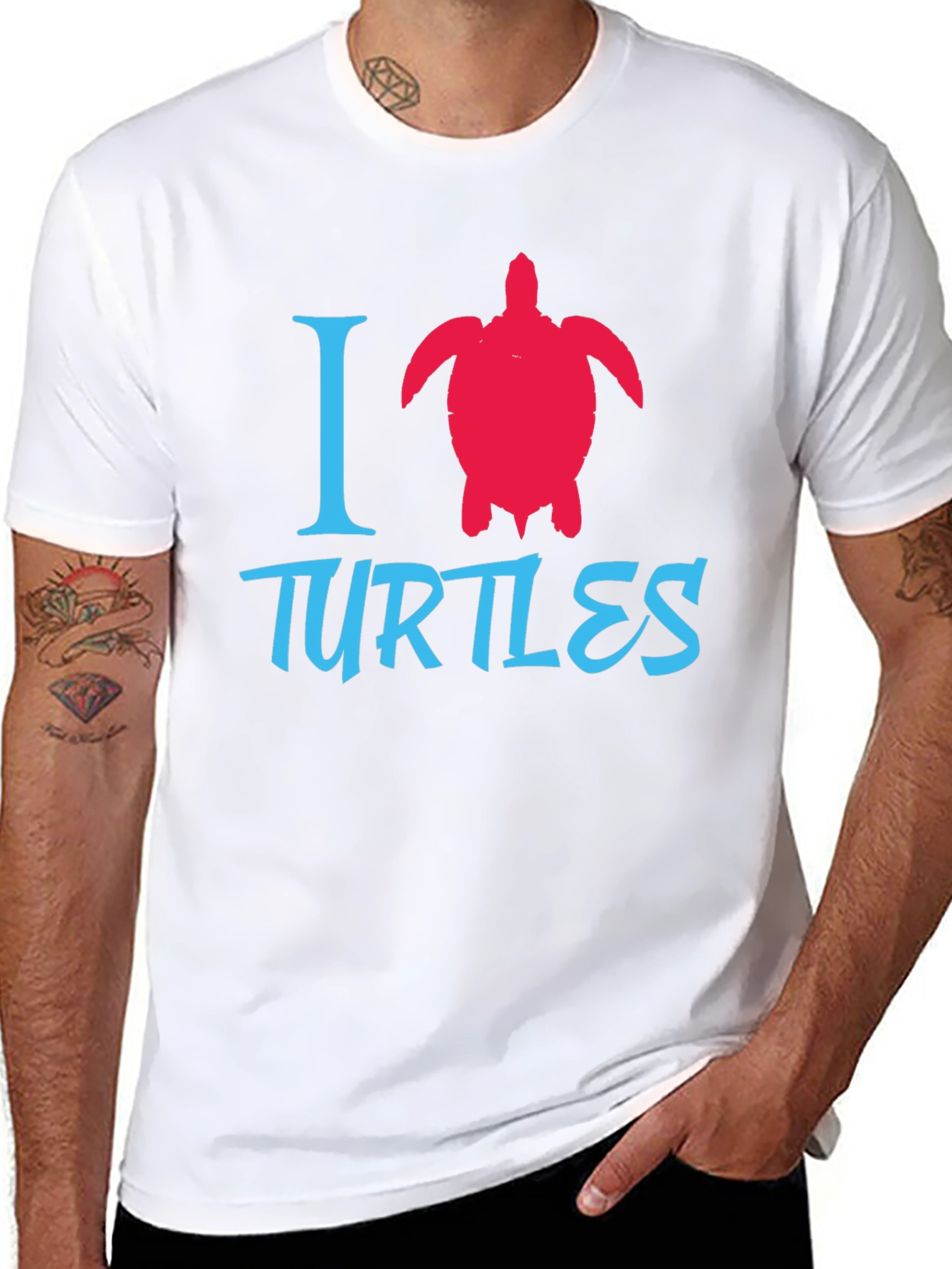 Black I Love Turtles Graphic Tee - Black view 8