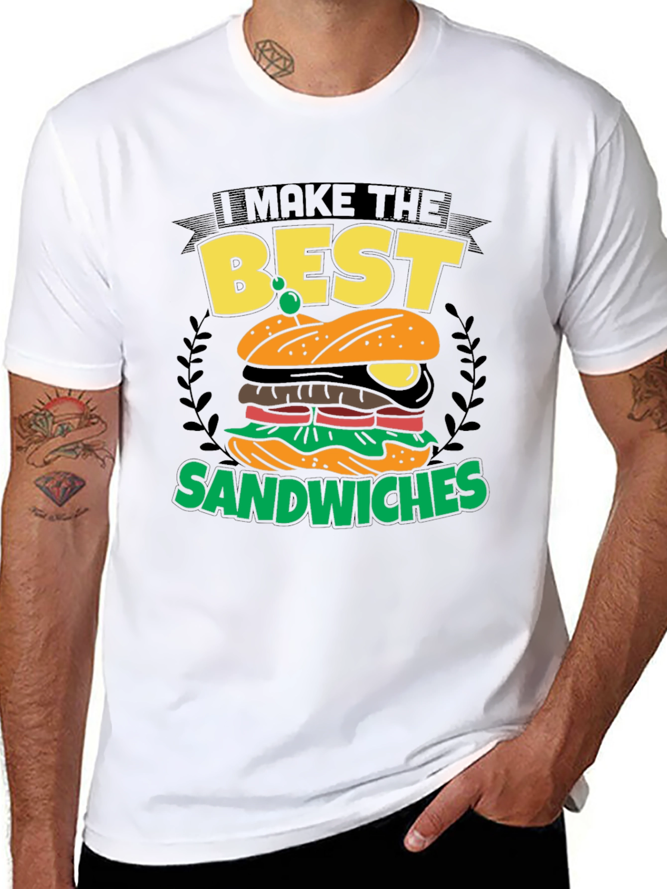 Black I Make the Best Sandwiches Black Graphic T-Shirt view 8