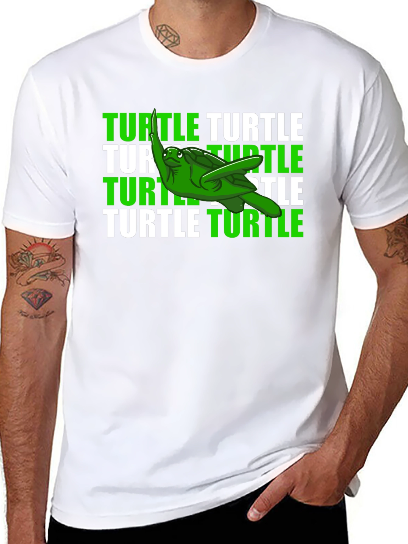 Black Funny Turtle T-Shirt - Green Sea Turtle Graphic Tee view 8