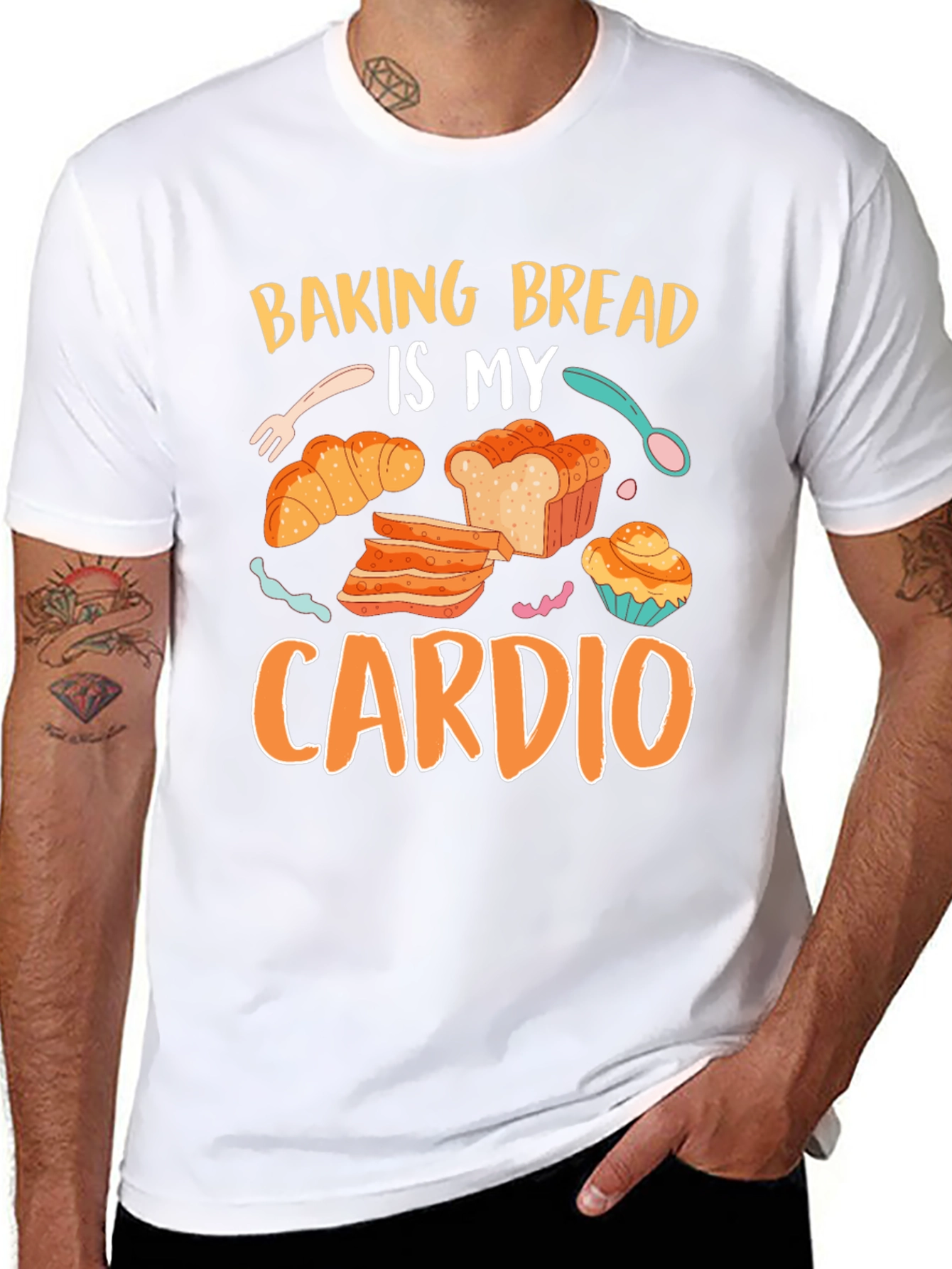 Black Baking Bread Is My Cardio Graphic Tee view 8
