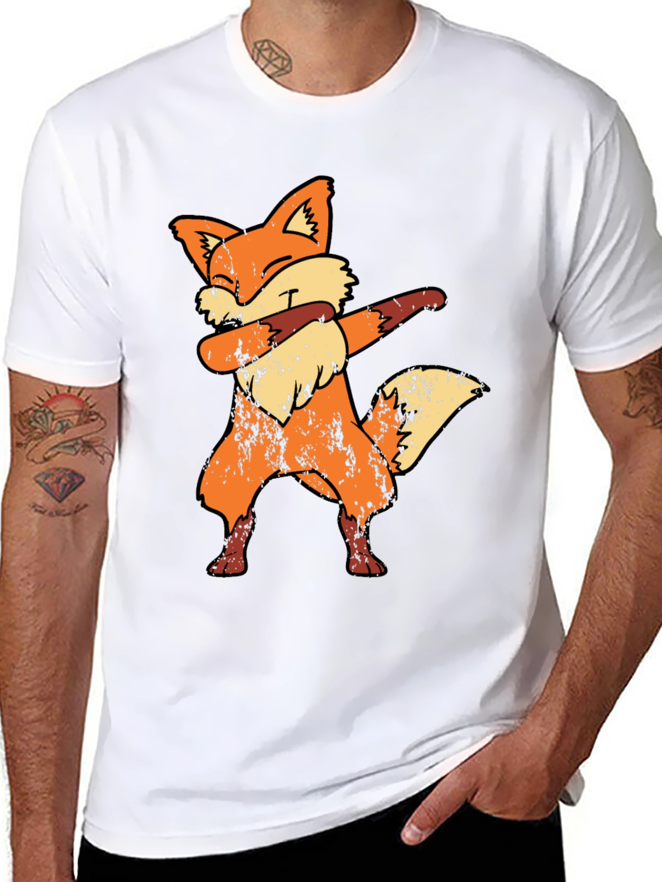 Black Dabbing Fox Graphic Tee - Funny Novelty Shirt view 8
