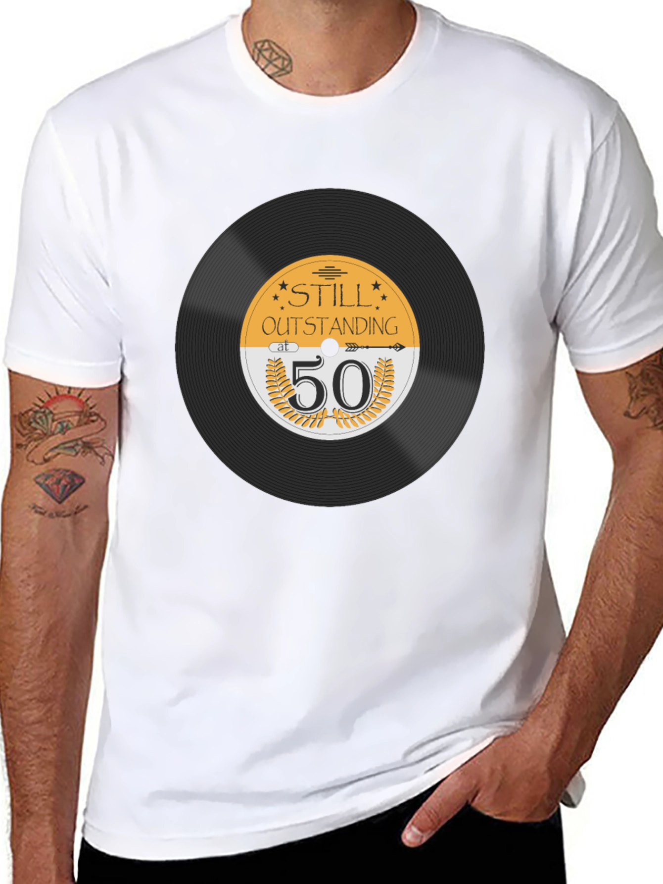 Black Still Outstanding at 50 Record Graphic T-Shirt view 8