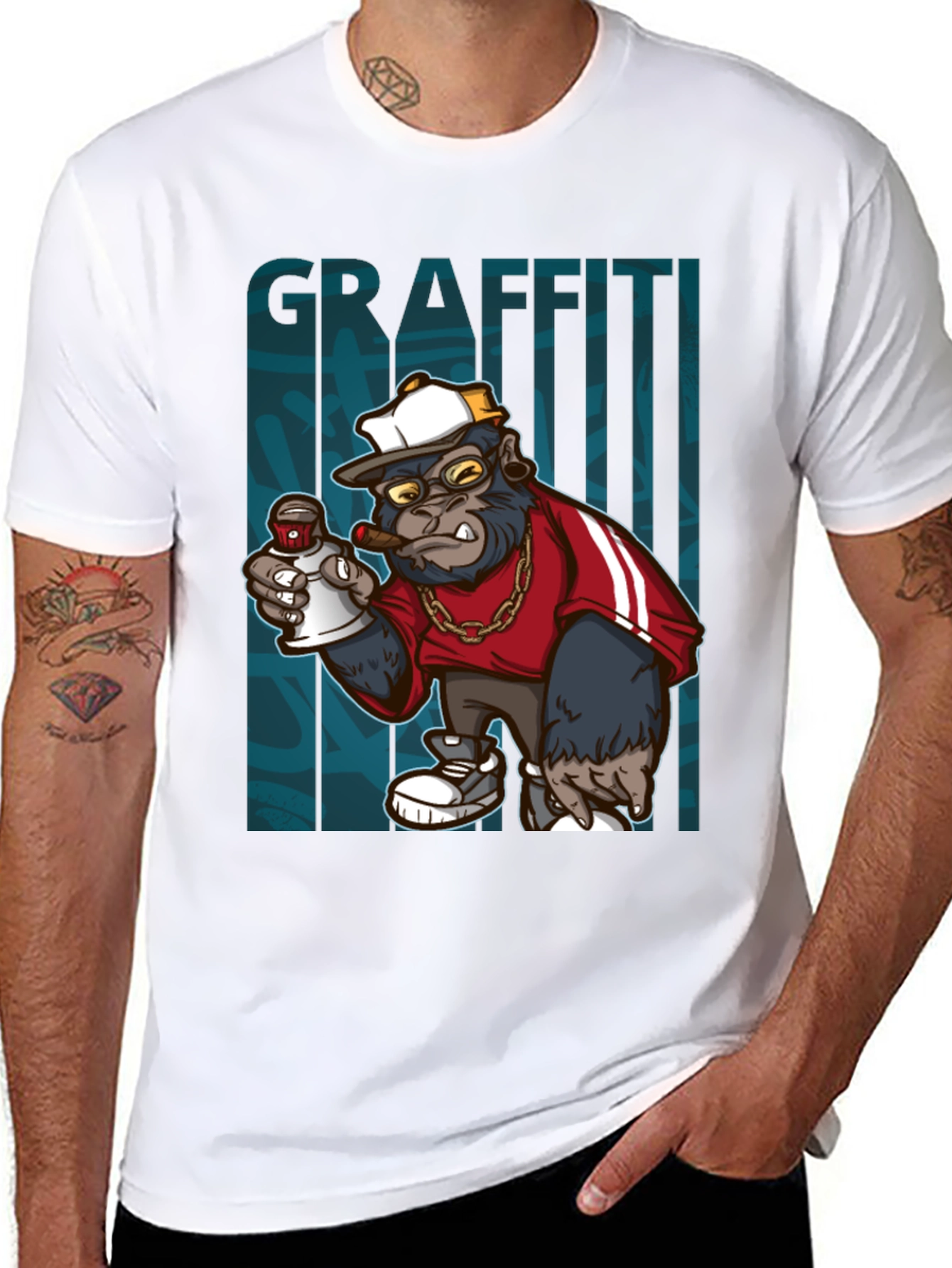 Black Graffiti Gorilla T-Shirt - Urban Style Tee view 8