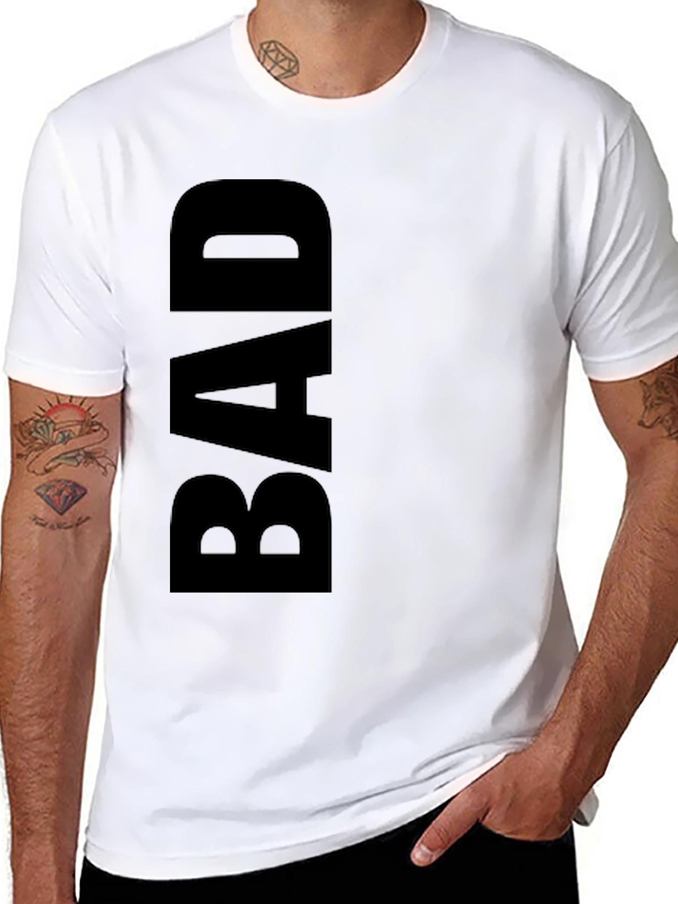 Black Black "BAD" Graphic Tee - Trendy Casual Wear view 8