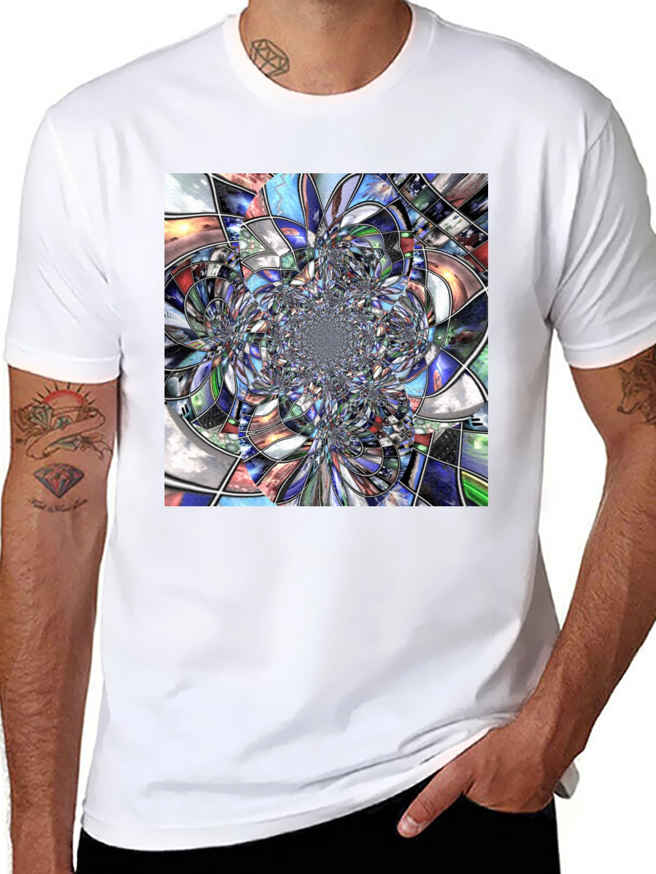 Abstract Fractal Art Black T-Shirt - 8