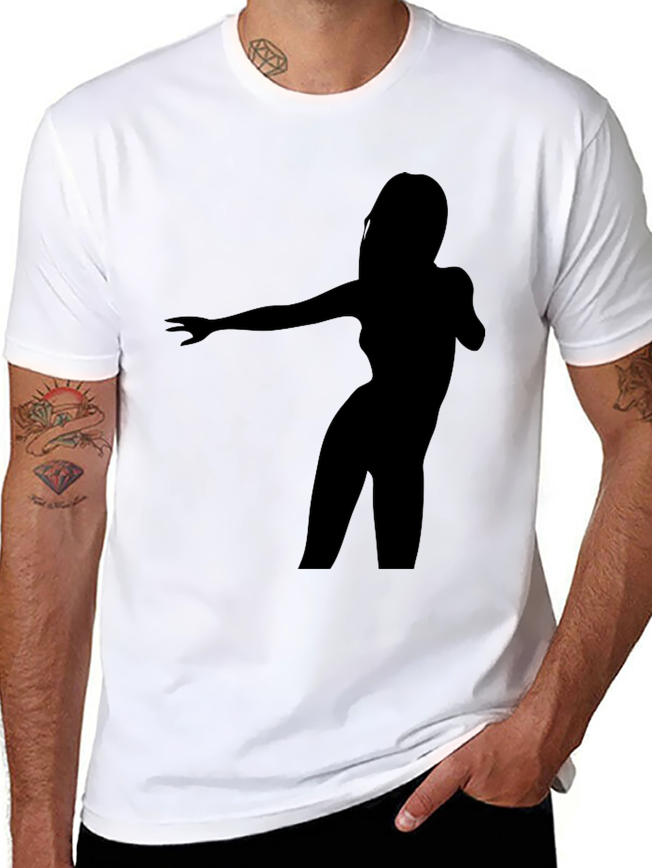 Black Silhouette Dancer Graphic Tee - Black Cotton Blend view 8