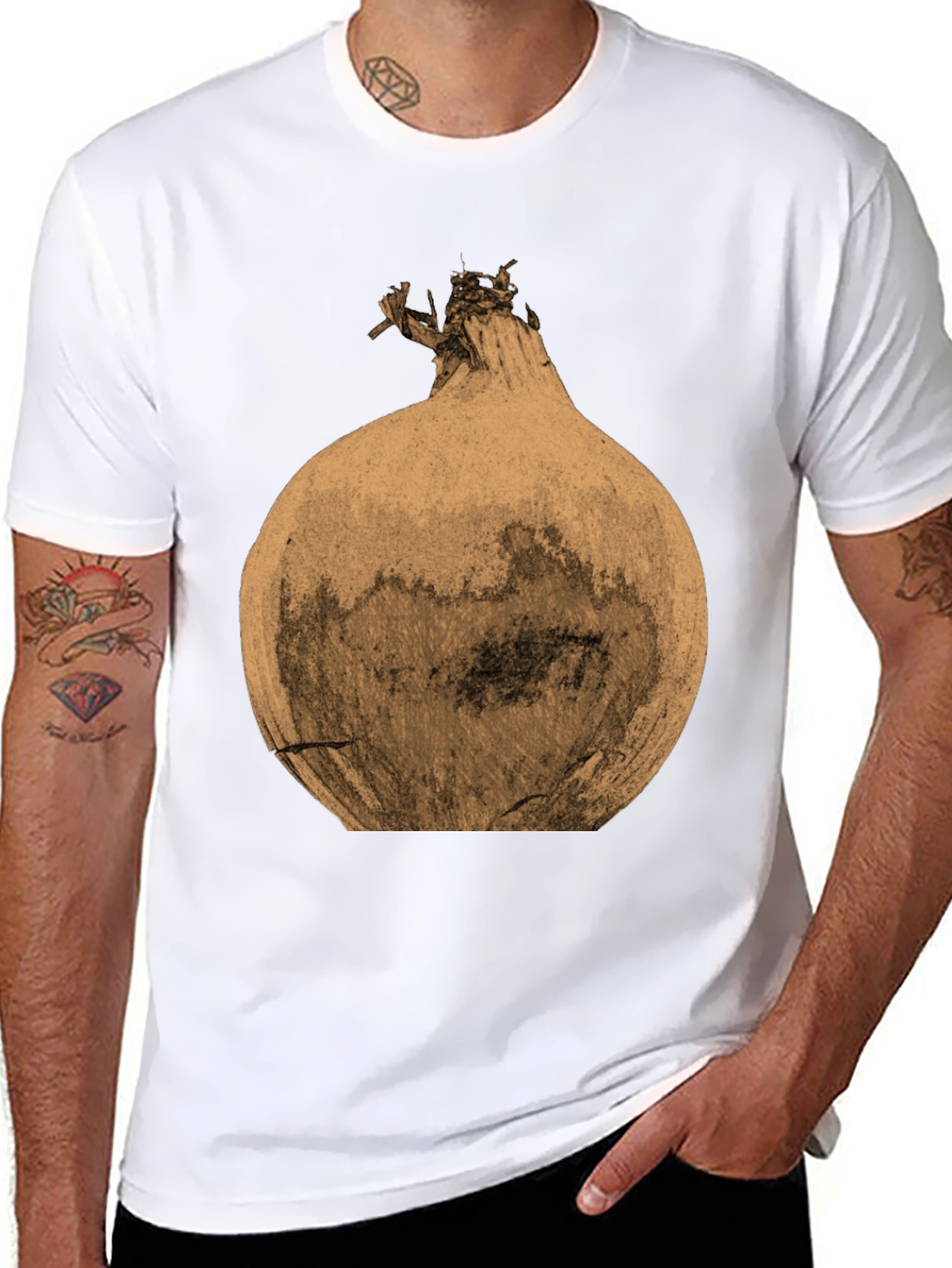 Black Men's Onion Graphic Print T-Shirt - Black view 8