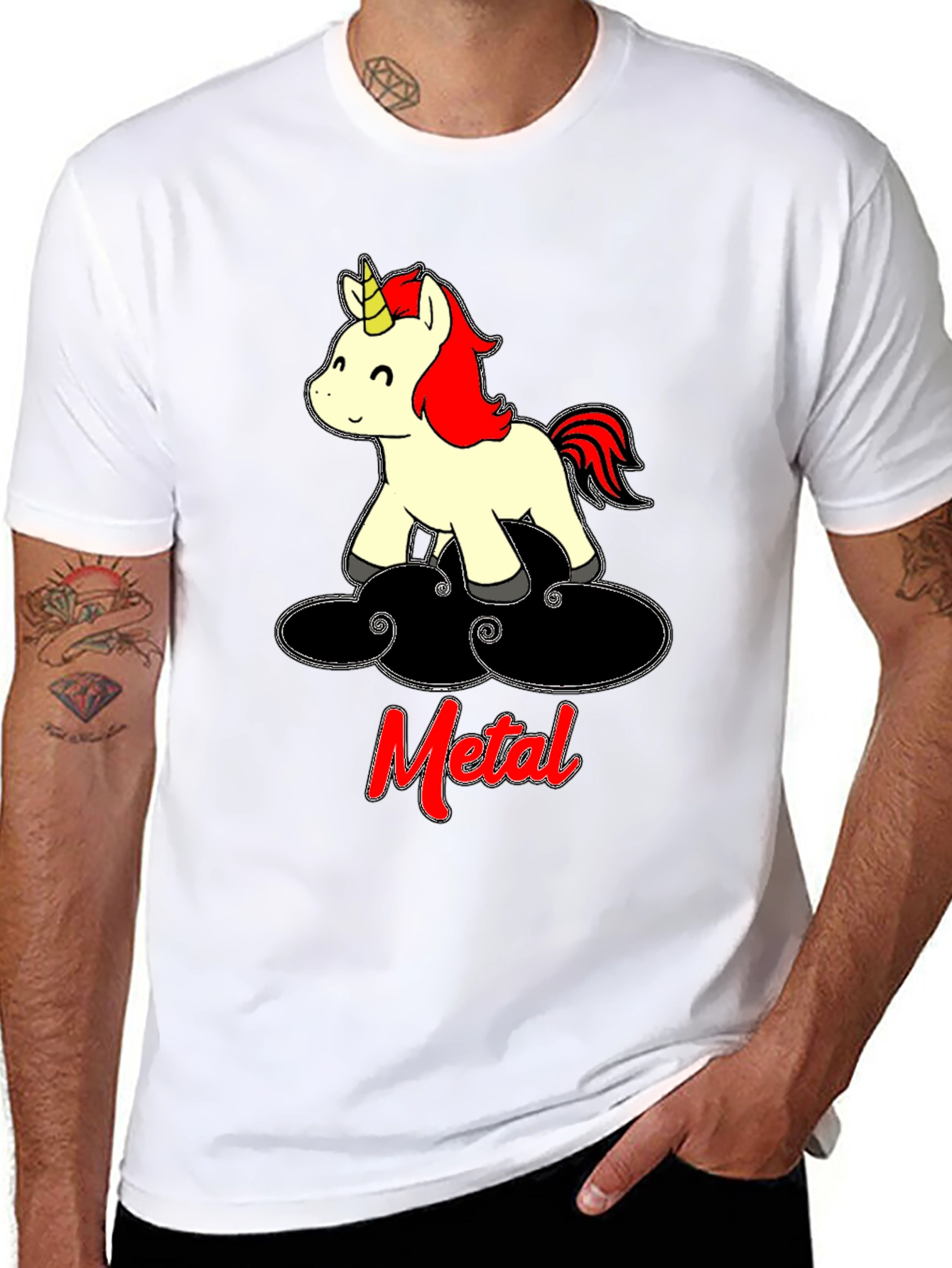 Black Metal Unicorn T-Shirt - Black Cotton Tee view 8