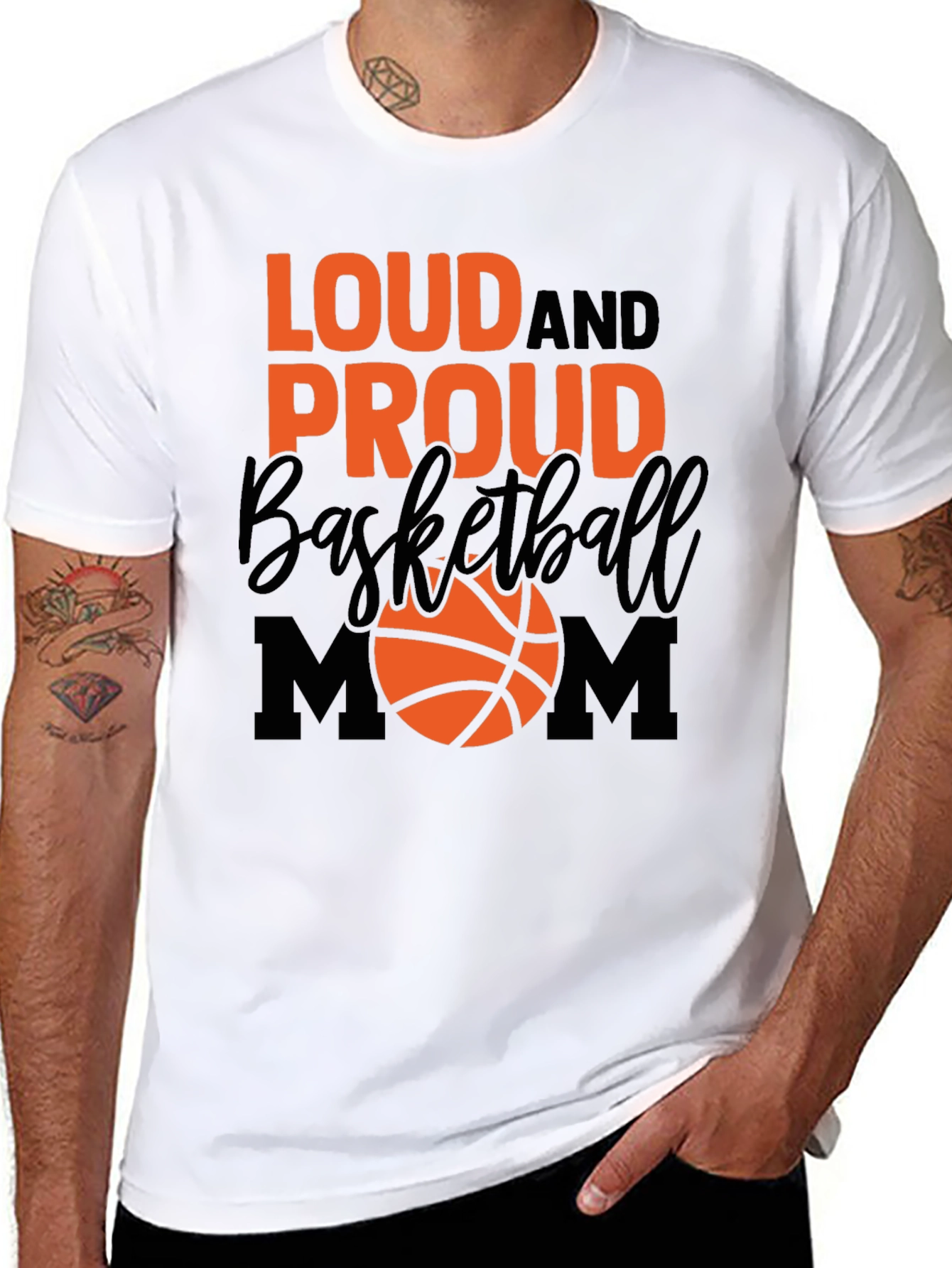 Black Loud and Proud Basketball Mom T-Shirt view 8