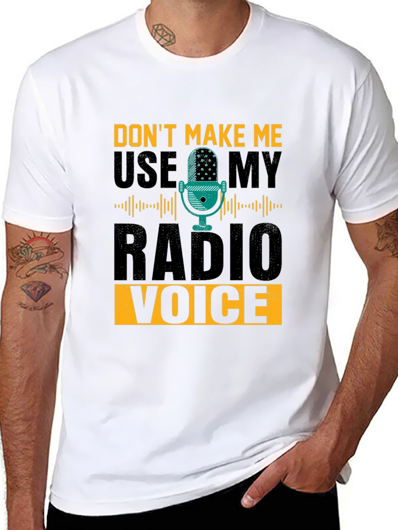 Black Radio Voice T-Shirt - Funny DJ Broadcaster Tee view 8