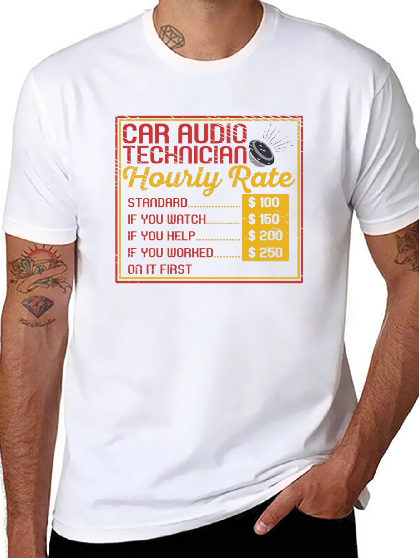 Black Car Audio Technician Hourly Rate T-Shirt view 8