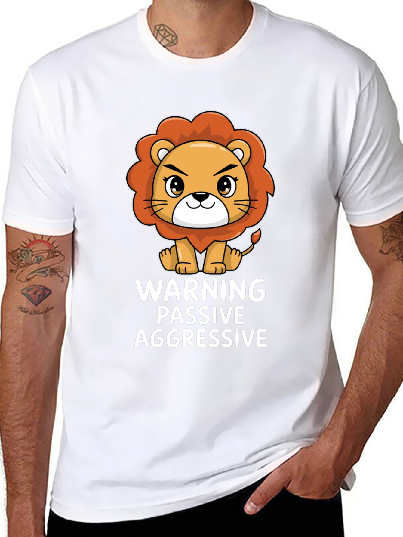 Black Warning Passive Aggressive Lion T-Shirt view 8
