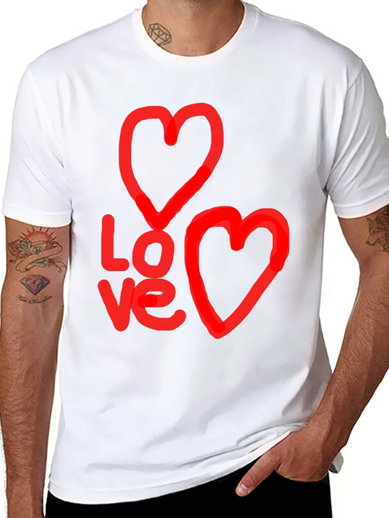 Black Love Graphic Black T-Shirt with Heart Designs view 8