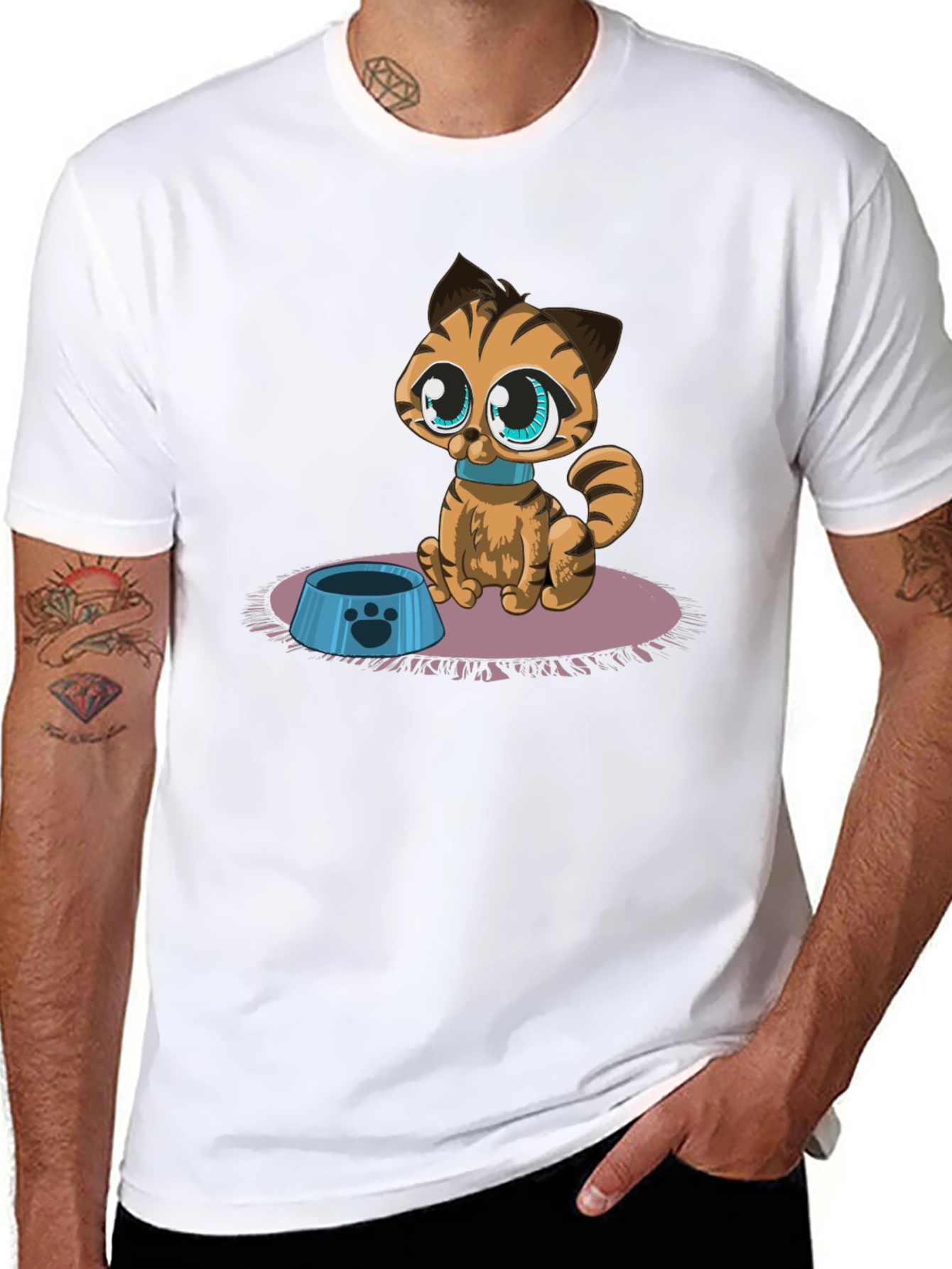 Black Cartoon Cat Graphic Tee - Cute Pet Lover Shirt view 8