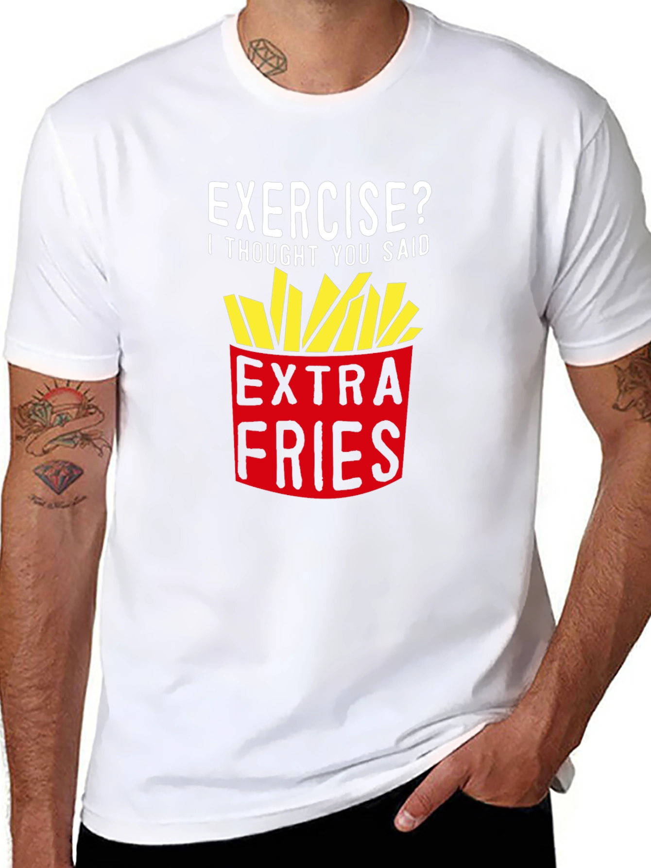 Black Extra Fries Graphic Tee - Funny Foodie Shirt view 8