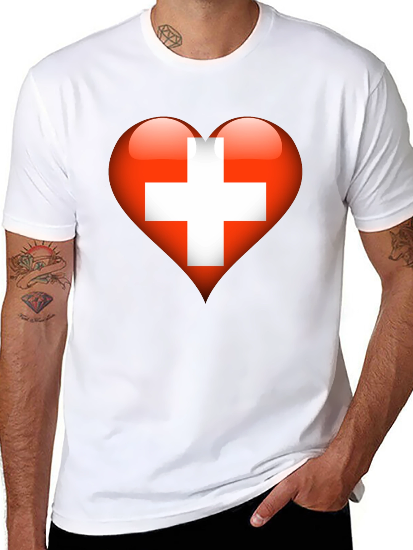 Black Swiss Heart T-Shirt - Show Your Love! view 8