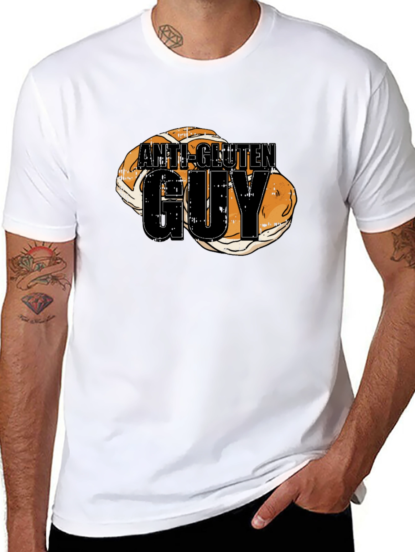 Anti-Gluten Guy T-Shirt Funny Bread Humor Tee - 8