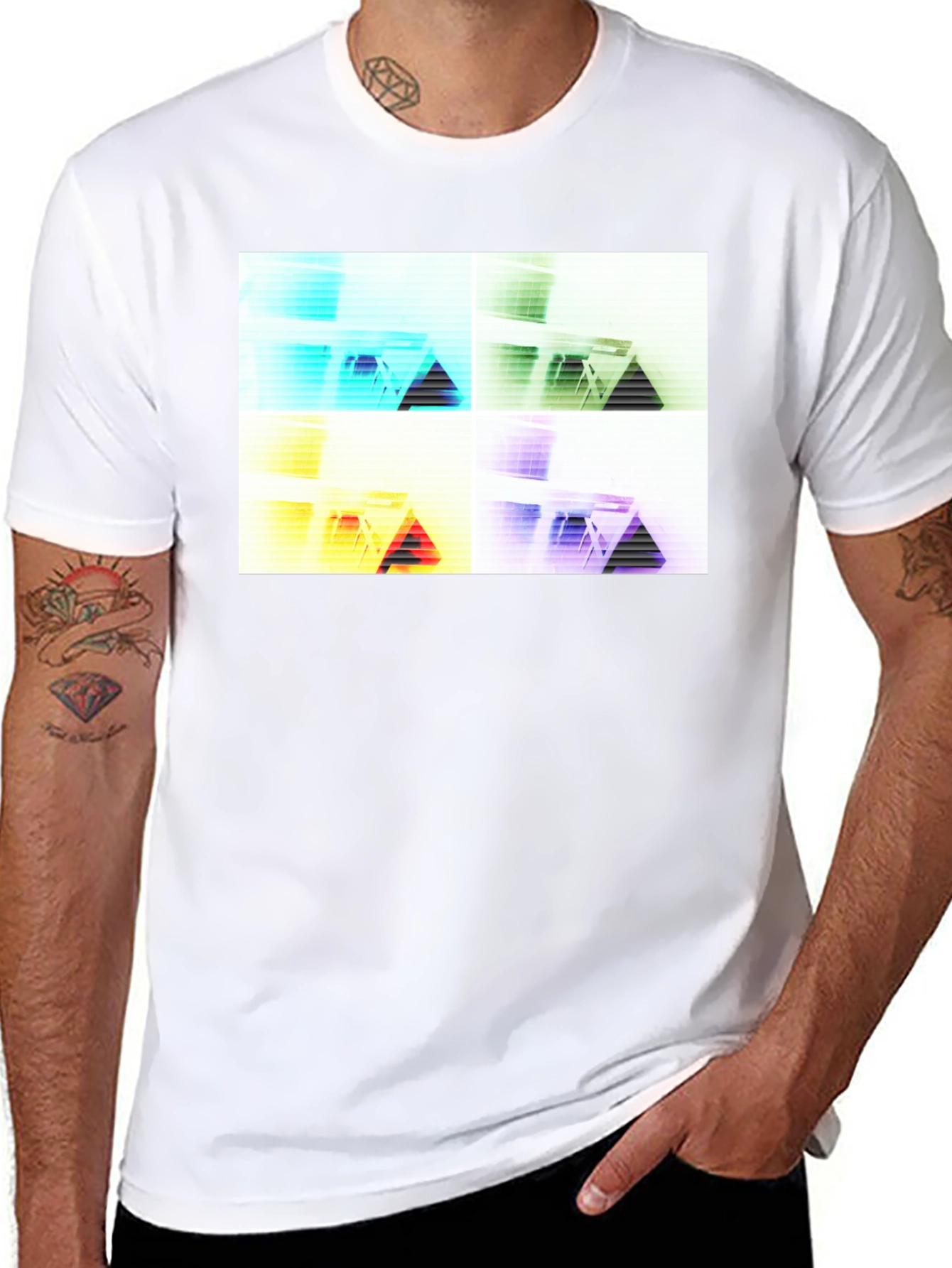 Black Abstract Geometry T-Shirt - Modern Graphic Tee view 8