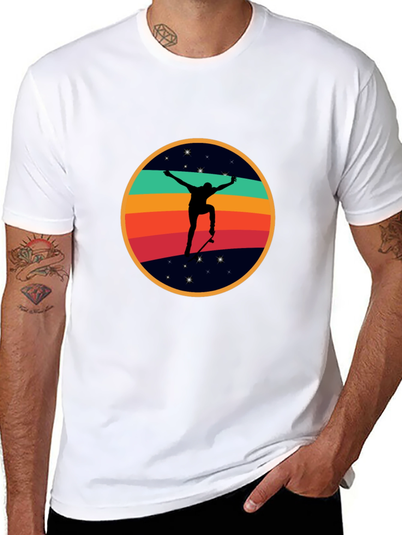 Black Retro Skateboarder Graphic T-Shirt - Cool & Stylish view 8