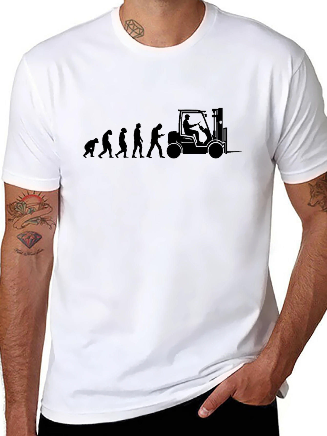 Black Evolution of Forklift Black Graphic Tee view 8