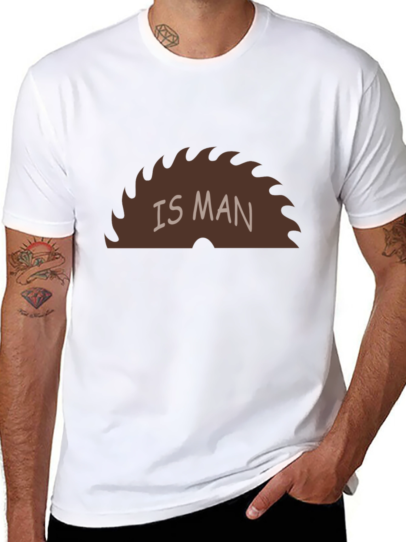 Black Saw Is Man Funny Graphic Tee view 8