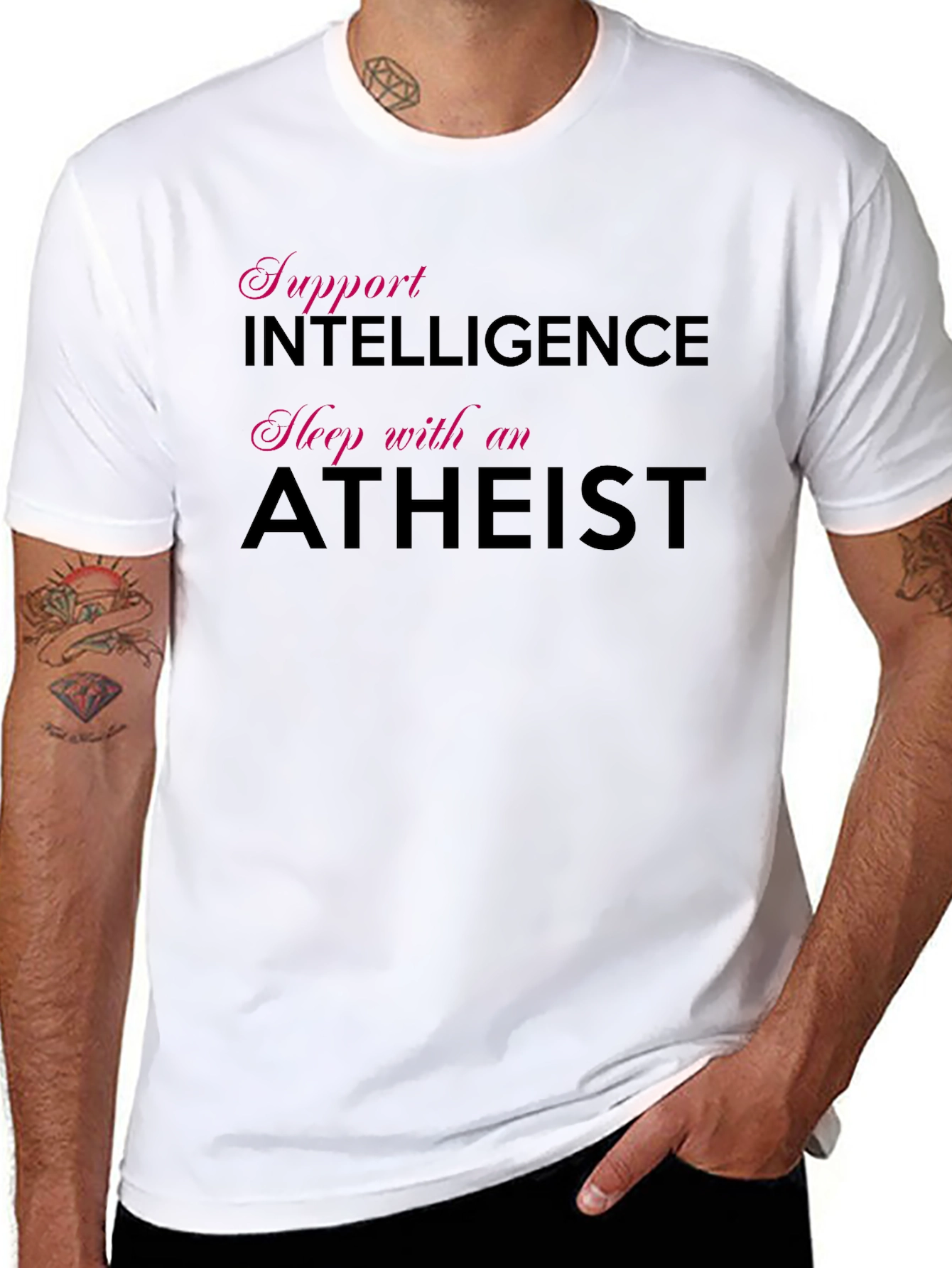 Black Support Intelligence, Sleep with an Atheist T-Shirt view 8