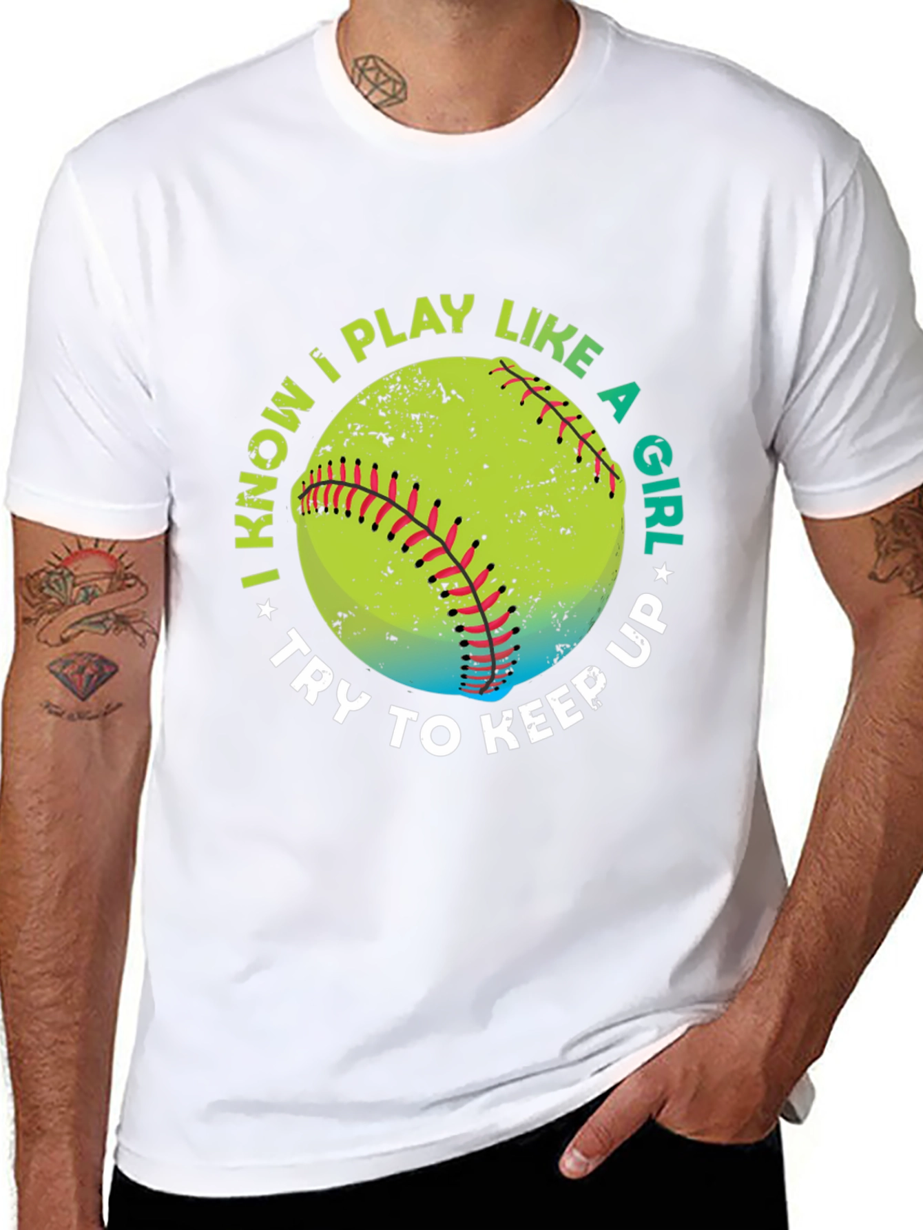 Black I Know I Play Like A Girl Softball T-Shirt view 8