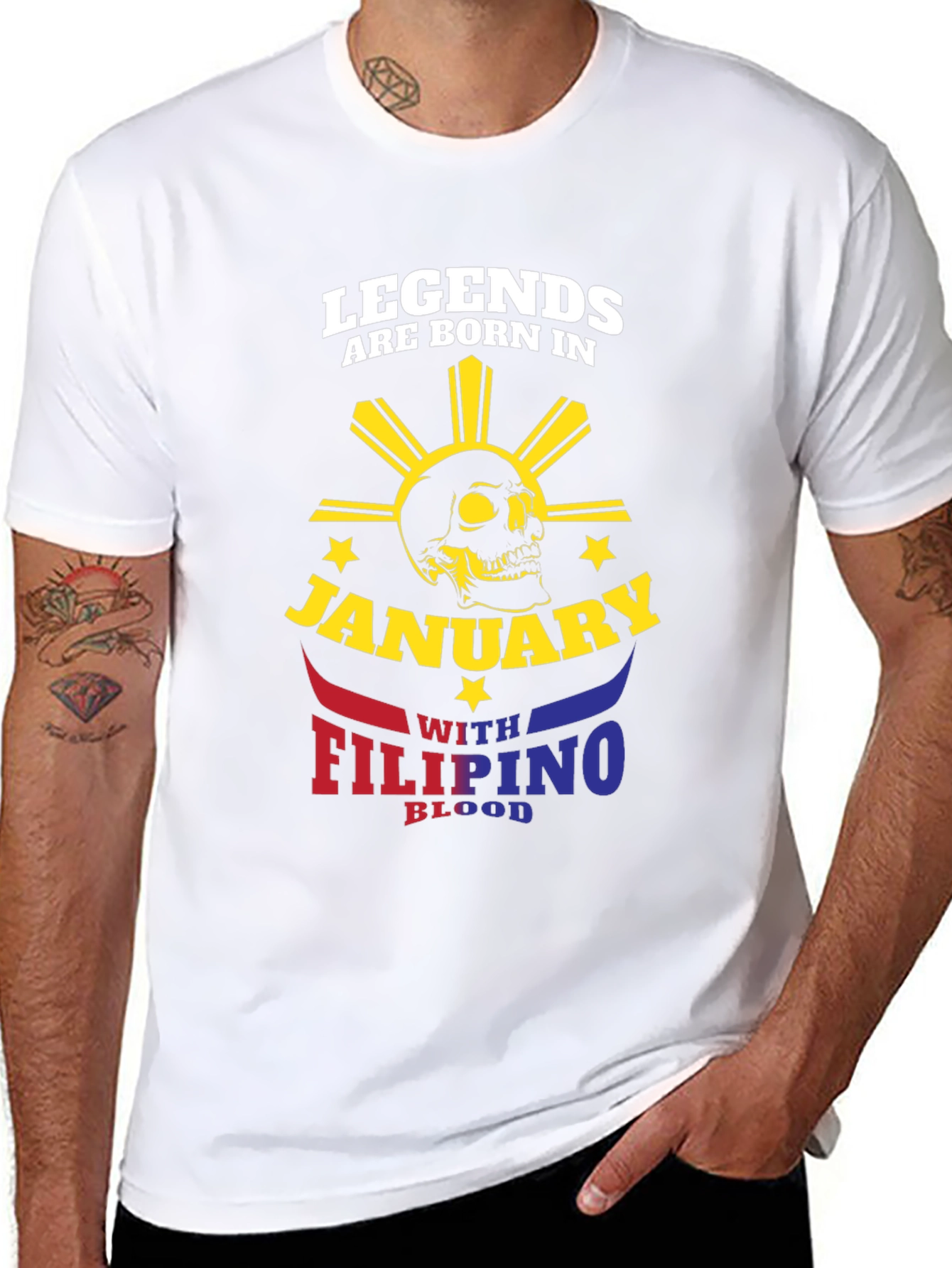 Black Legends Born in January Filipino Blood T-Shirt view 8