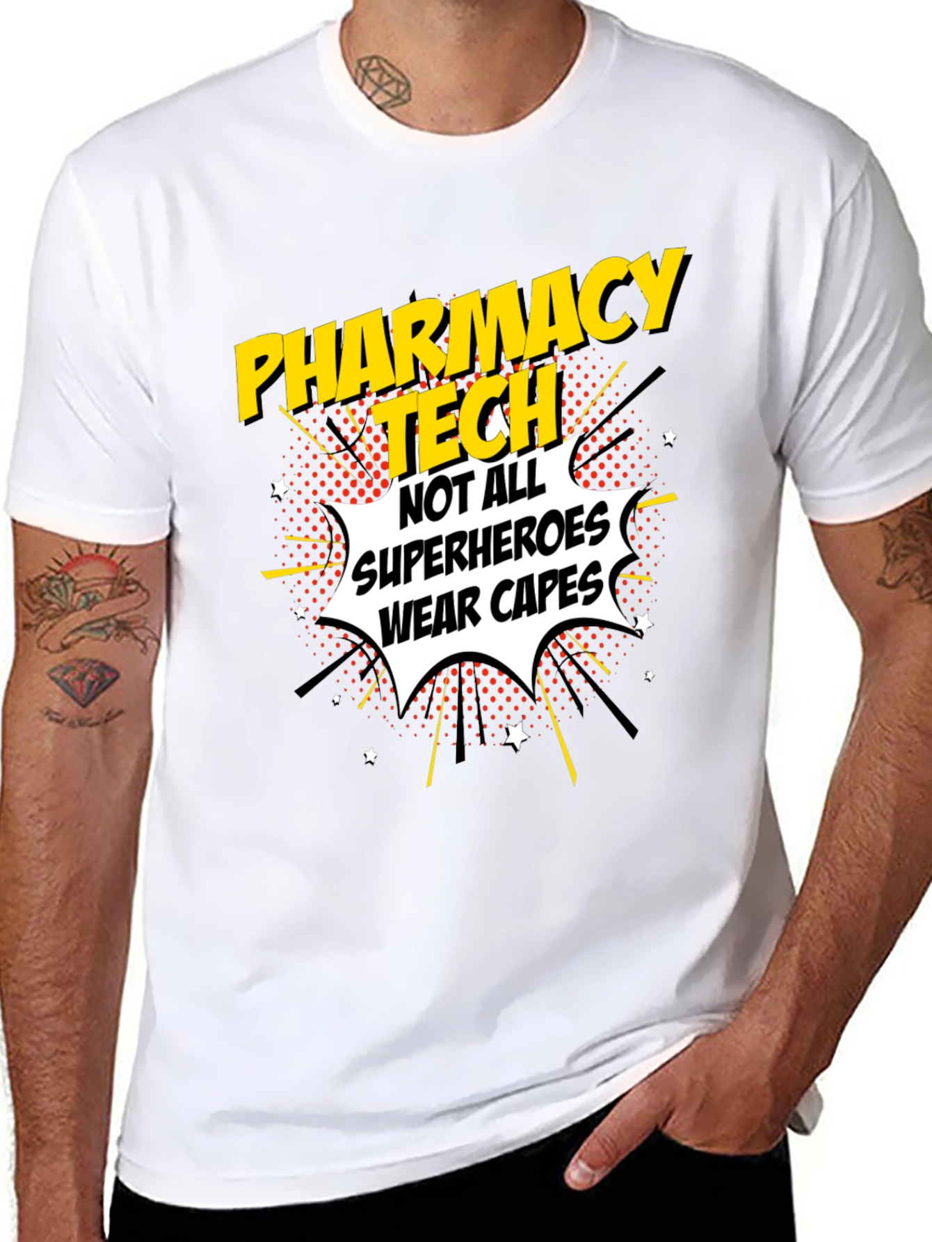 Black Pharmacy Tech Superhero Graphic T-Shirt view 8